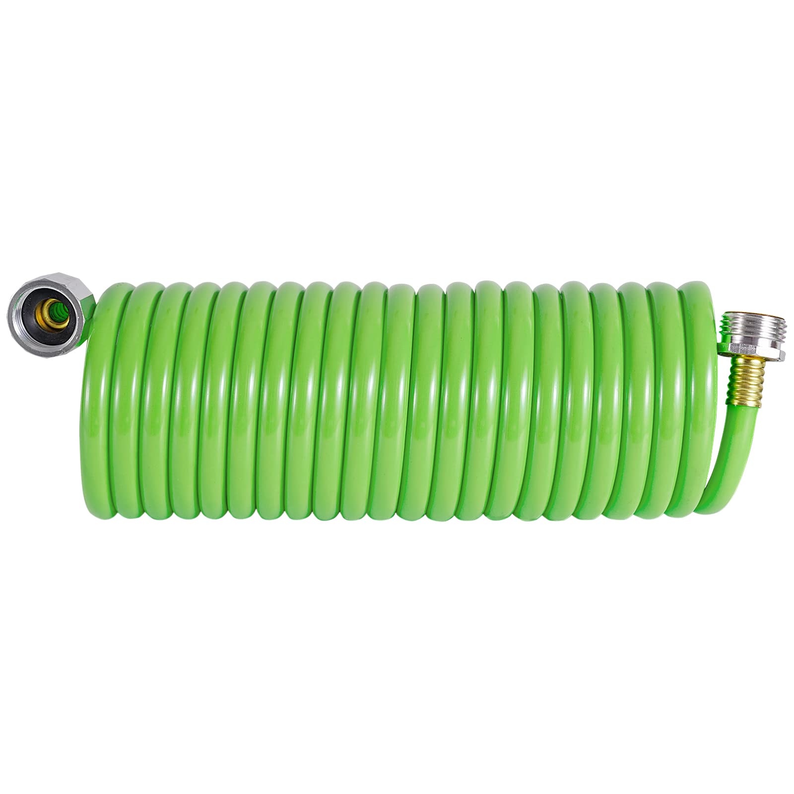 LINEX Premium 25 ft Self Coiling Garden Water Hose - Heavy Duty PU Boat Hose with Brass Connectors - Perfect for Yard, Garden, Boat & RV Watering Needs