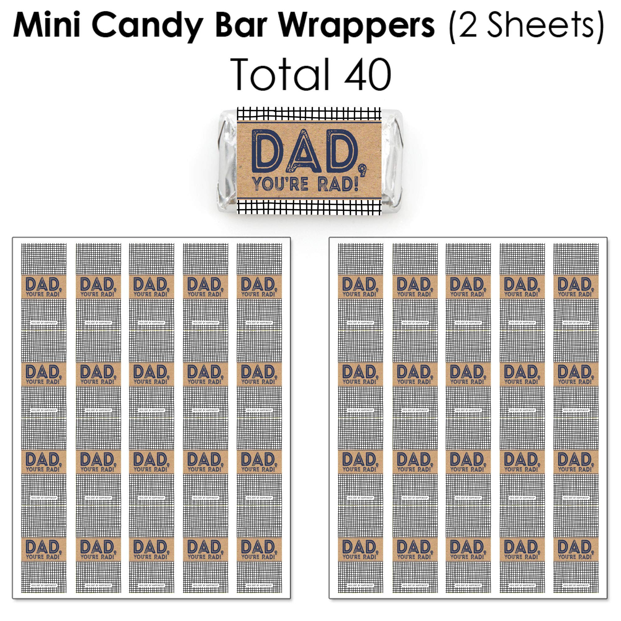 My Dad is Rad Candy Wrappers & Stickers Kit - 304pcs Father's Day Party Favors with Round Candy Labels - Perfect for DIY Treats, Gift Bags & Celebration Decorations