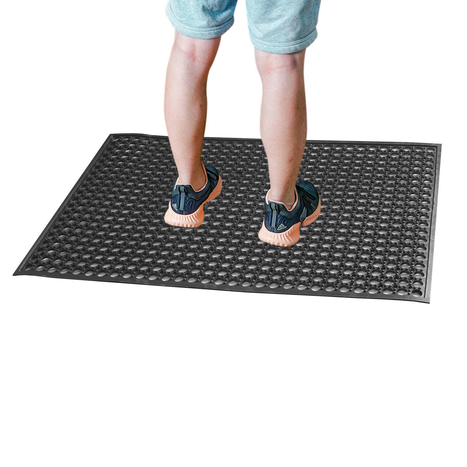 Anti-Fatigue Rubber Door Mat & Kitchen Floor Mat - Non-Slip Exercise Equipment Mat for Treadmills, Home Gym & Workout Areas - Perfect for High-Traffic Entryways, Kitchens & Fitness Spaces