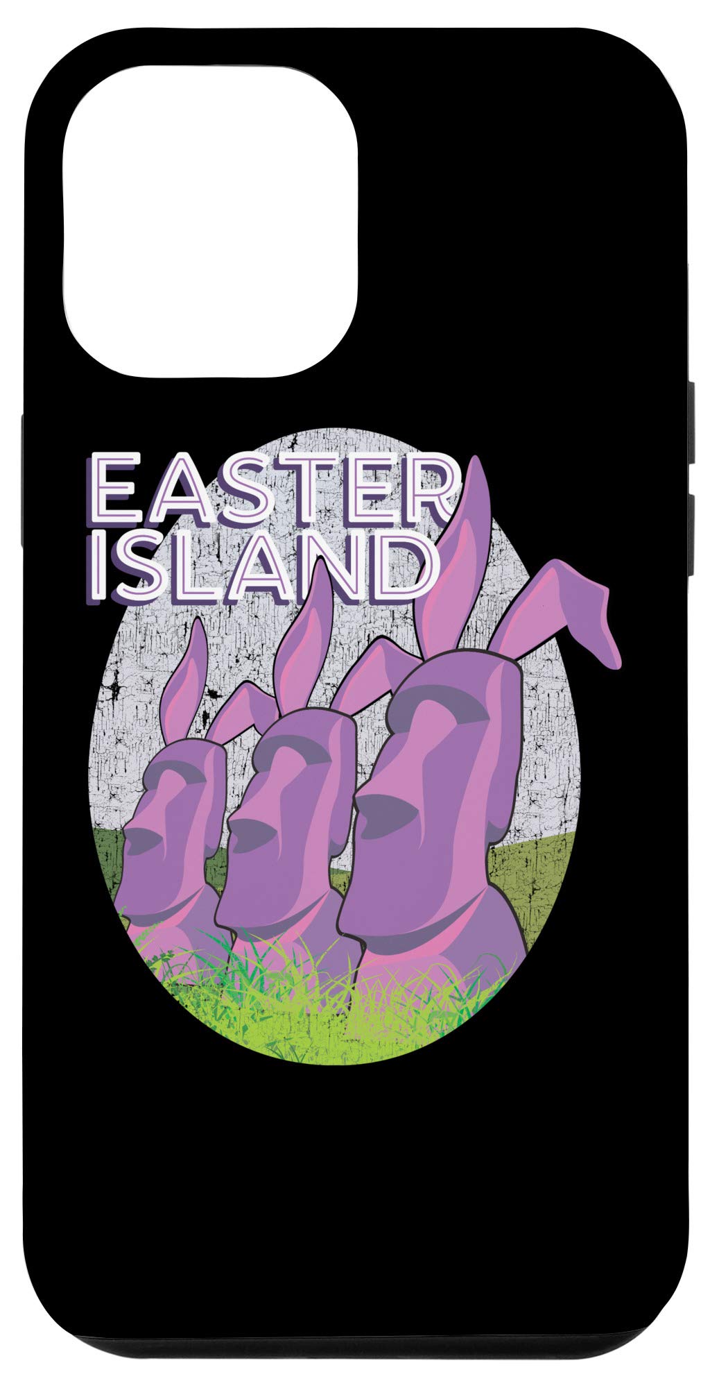 iPhone 12 Pro Max Case with Funny Easter Island Moai Bunny Ears Design - Durable Travel Phone Cover for Protection & Style | Perfect for Vacations, Holidays & Gifts