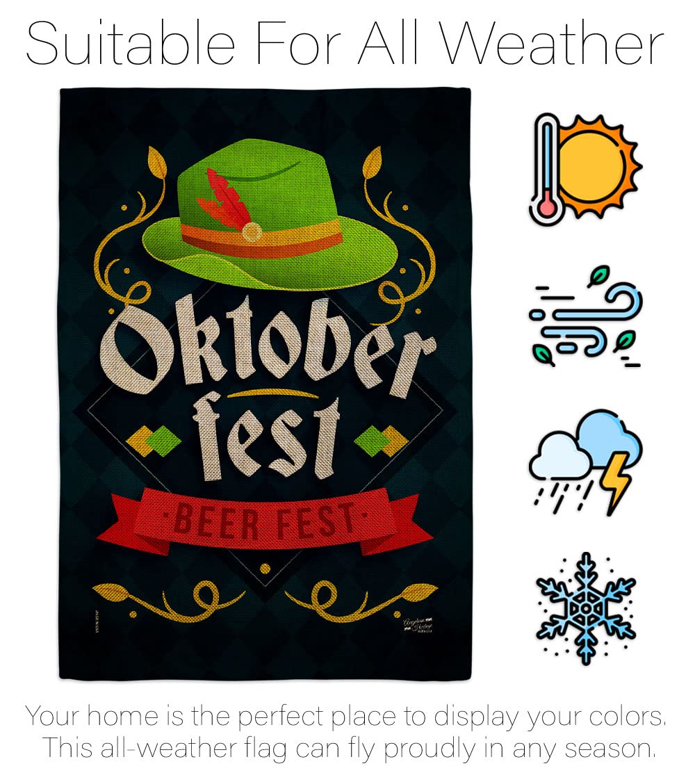 Double-Sided Oktoberfest Burlap House Flag 2-Pack | USA-Made Beer Party Decor for Happy Hour, Pong Games & Yard Decorations | Perfect for Garden Parties, Tailgating & German-Themed Celebrations