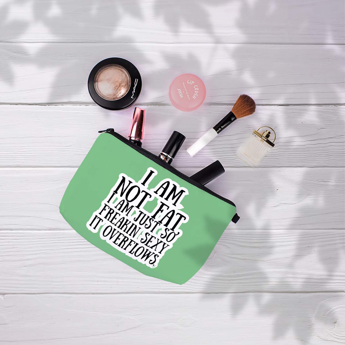 Crazyify Light Green Canvas Makeup Bag for Women - Waterproof Cosmetic Pouch with Zipper, Travel Toiletry Organizer | Perfect for Travel, Gym & Daily Essentials Storage