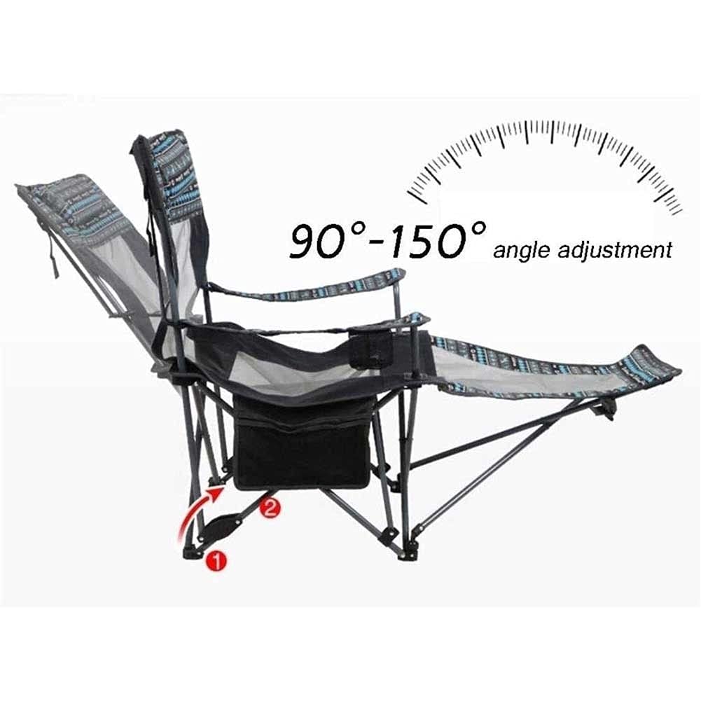Premium Folding Camping Chair with Headrest & Footrest - Heavy Duty 110kg Capacity, Portable Recliner for Outdoor Camping, Hiking, Backpacking, Beach, BBQ, Picnics and Tailgating - Includes Storage Bag for Easy Transport
