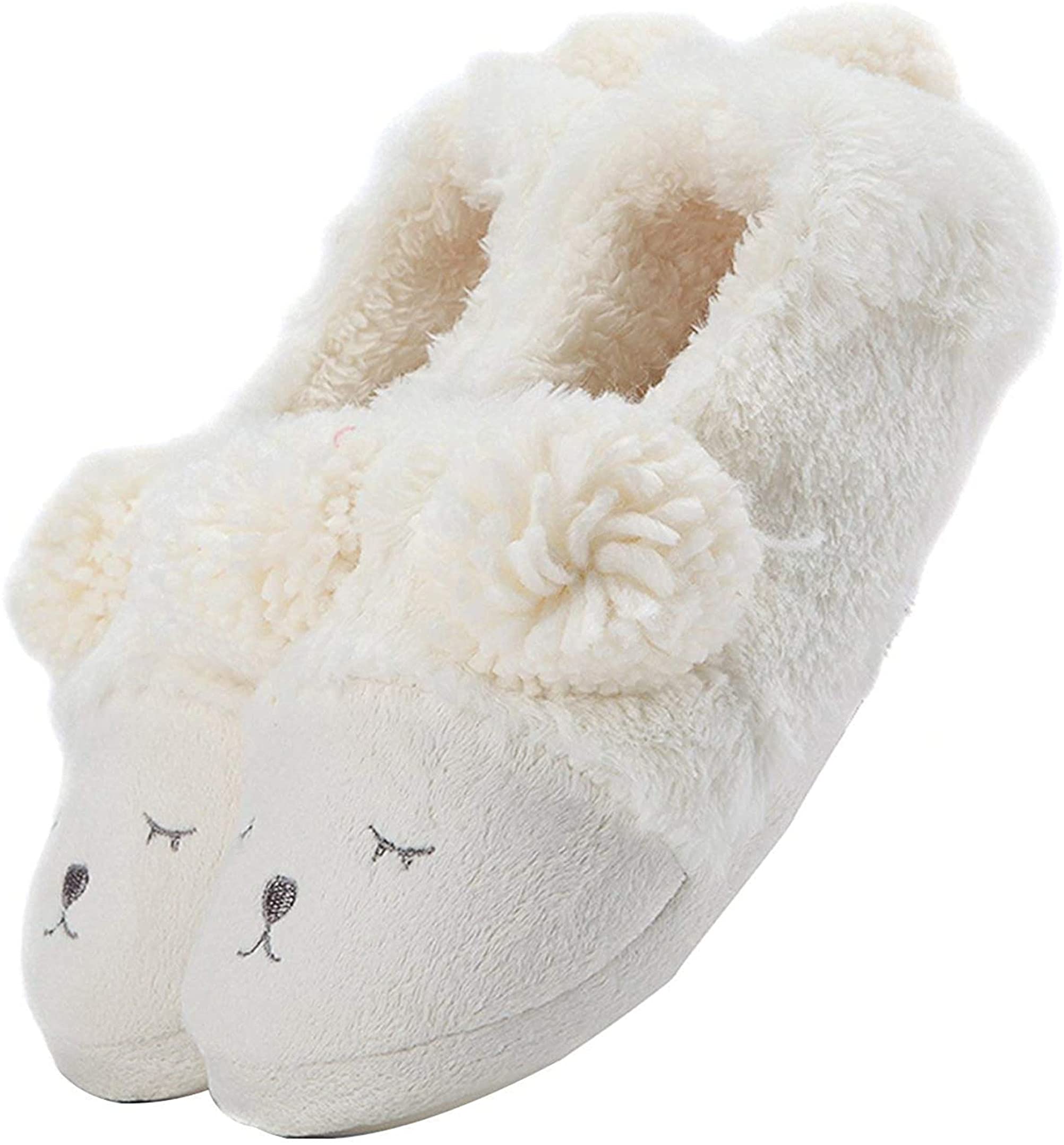 **HengQiu Cartoon Animal Slippers - Cozy Plush Sheep Slippers for Women & Men, Warm Winter Indoor House Shoes, Soft & Comfortable Cotton Slippers for Relaxing at Home**