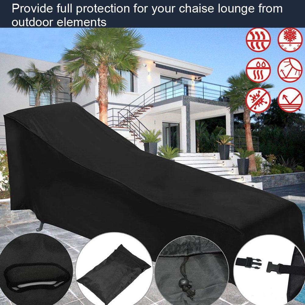 Alomejor Waterproof Outdoor Chaise Lounge Chair Cover - Anti-Rust Oxford Fabric Garden Furniture Protector with Storage Bag - Perfect for Patio, Poolside, and Backyard Use