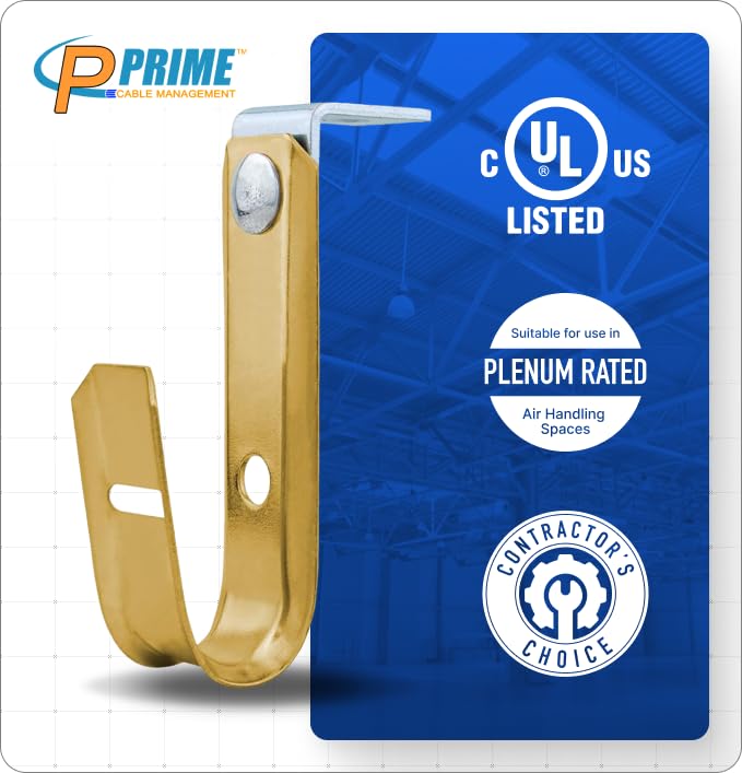Heavy Duty 3/4 Inch Metal J-Hook Cable Hangers with Angle Clip - for Ceiling & Beam Wire Management - Includes 1/4 Inch Threaded Rod - Perfect for Home Theater, Office & Industrial Cable Organization