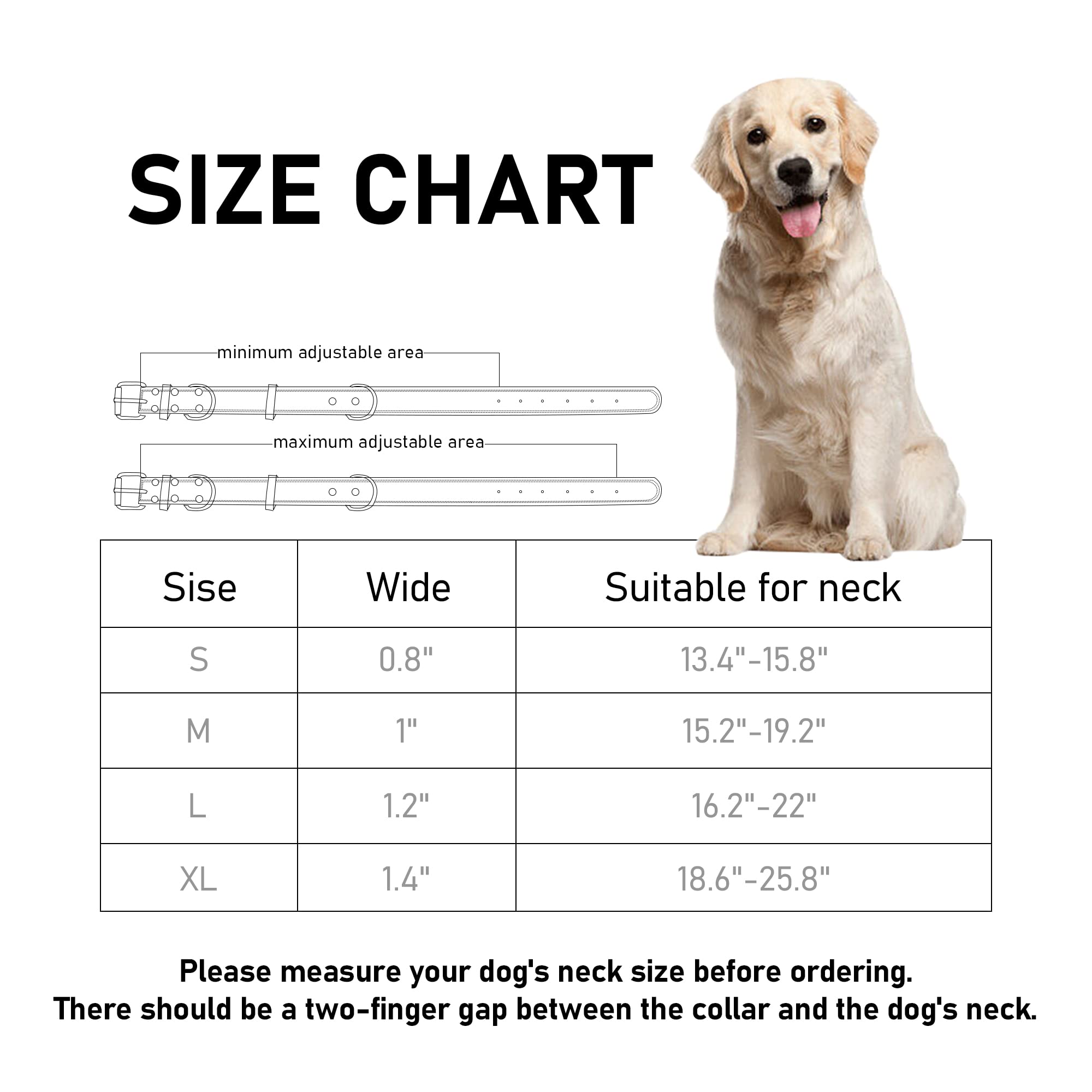 Premium Genuine Leather Dog Collar - Heavy Duty, Adjustable & Wide for Small to XL Dogs (0.8