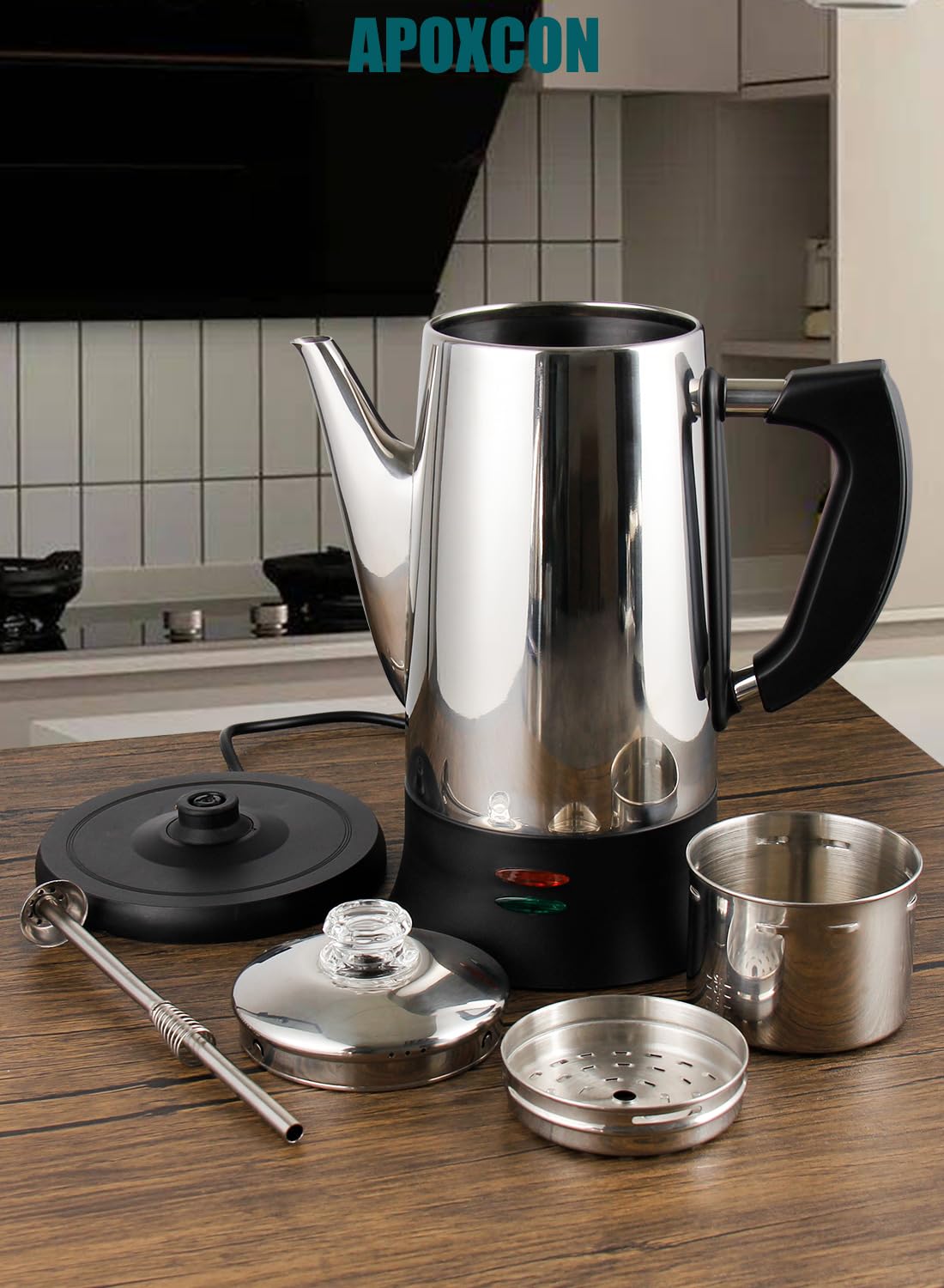 12 Cup Electric Coffee Percolator - ETL Approved Stainless Steel Coffee Maker with Heat-Resistant Glass Knob | Classic Cordless Design for Home, Office & Camping Use