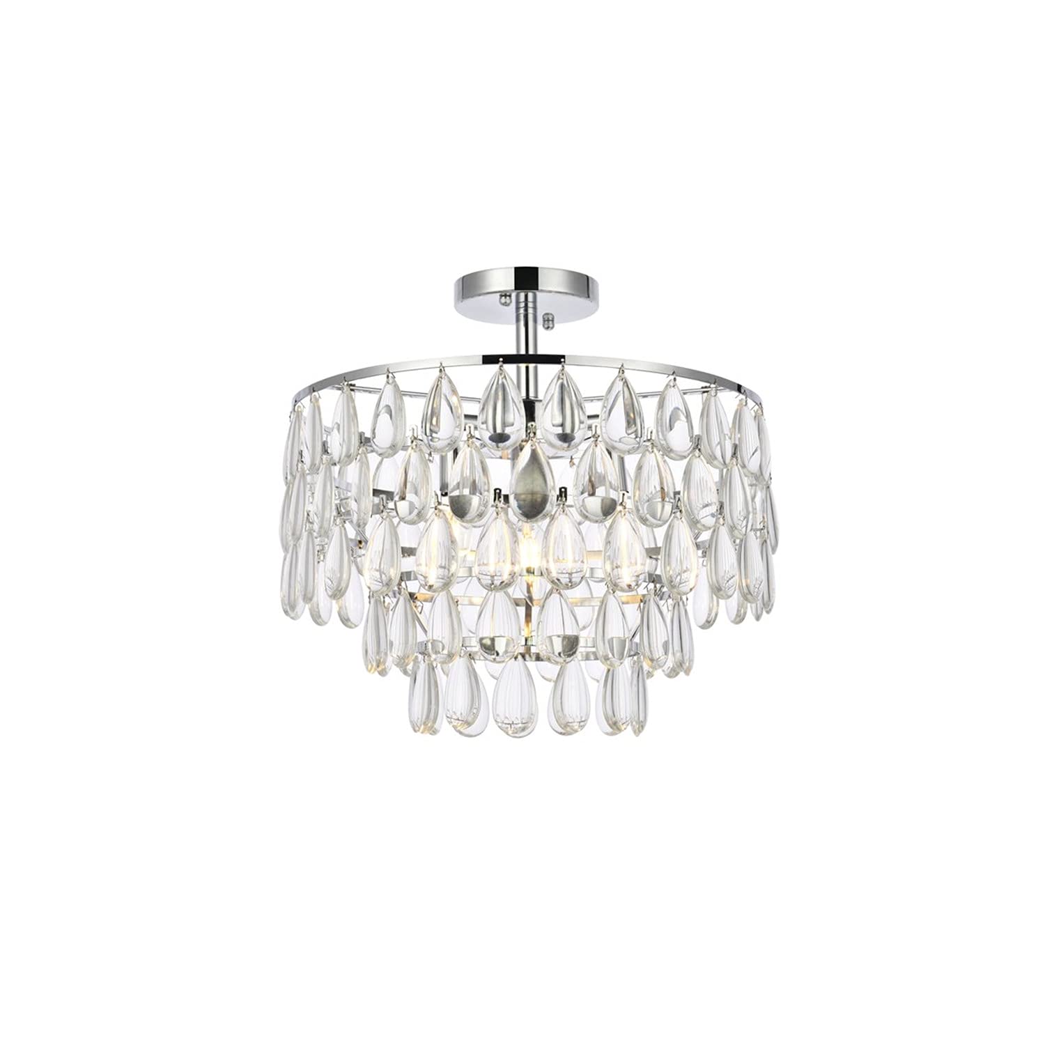 16 Inch Chrome Flush Mount Ceiling Light - Modern Indoor Lighting Fixture for Living Room, Bedroom, and Hallway