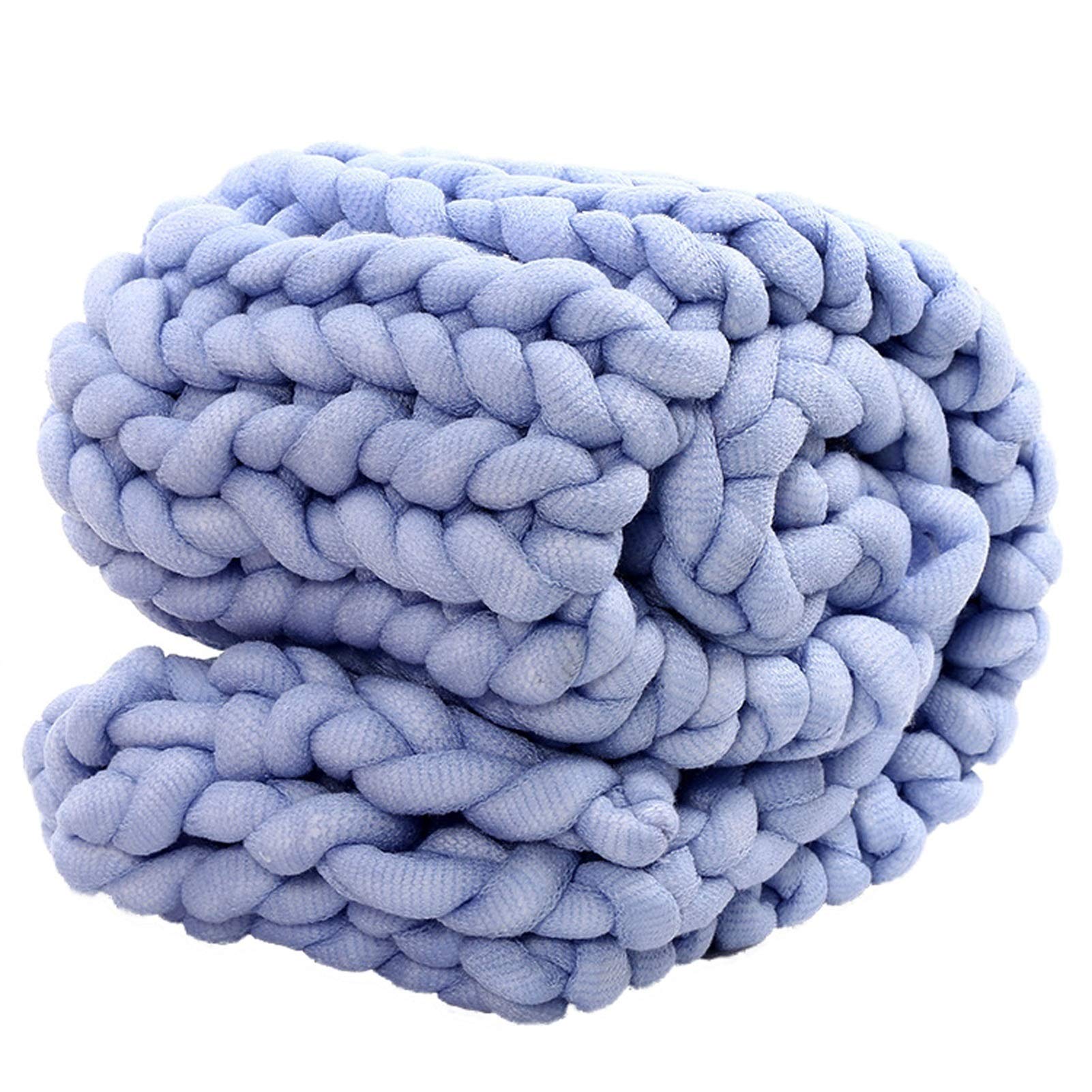 Chunky Knit Throw Blanket - Soft Cozy Chenille Handwoven Blanket for Bed, Sofa & Chair - 100x150cm (40x60 Inch) Blue - Perfect for Home Decor, Winter Warmth & Cozy Nights