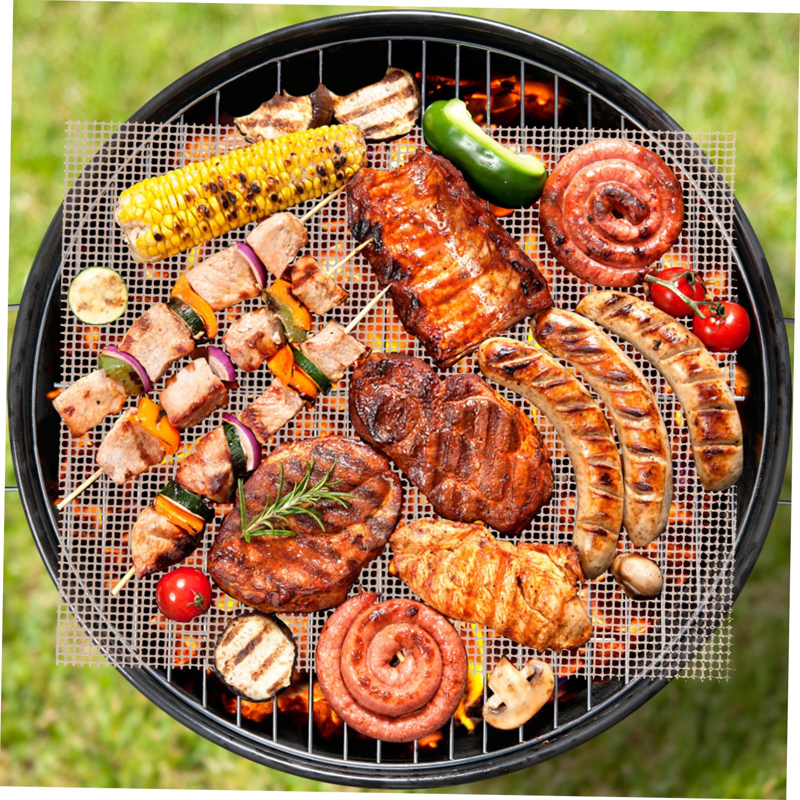 DOITOOL 2-Piece Non-Stick BBQ Grill Mat Set - Heat-Resistant Baking & Grilling Mat for Outdoor Picnic, Barbecue, Camping & Backyard Cooking