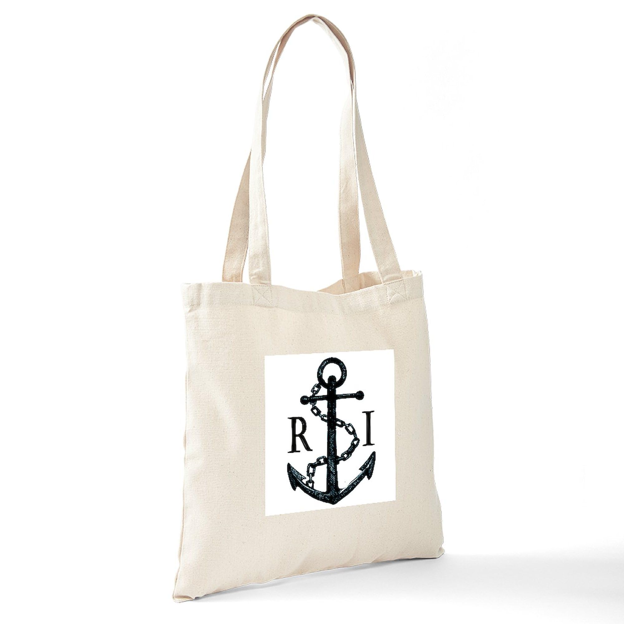 Rhode Island Anchor Tote Bag - Natural Canvas Reusable Shopping Bag for Groceries, Beach & Everyday Use | Eco-Friendly Cotton Tote