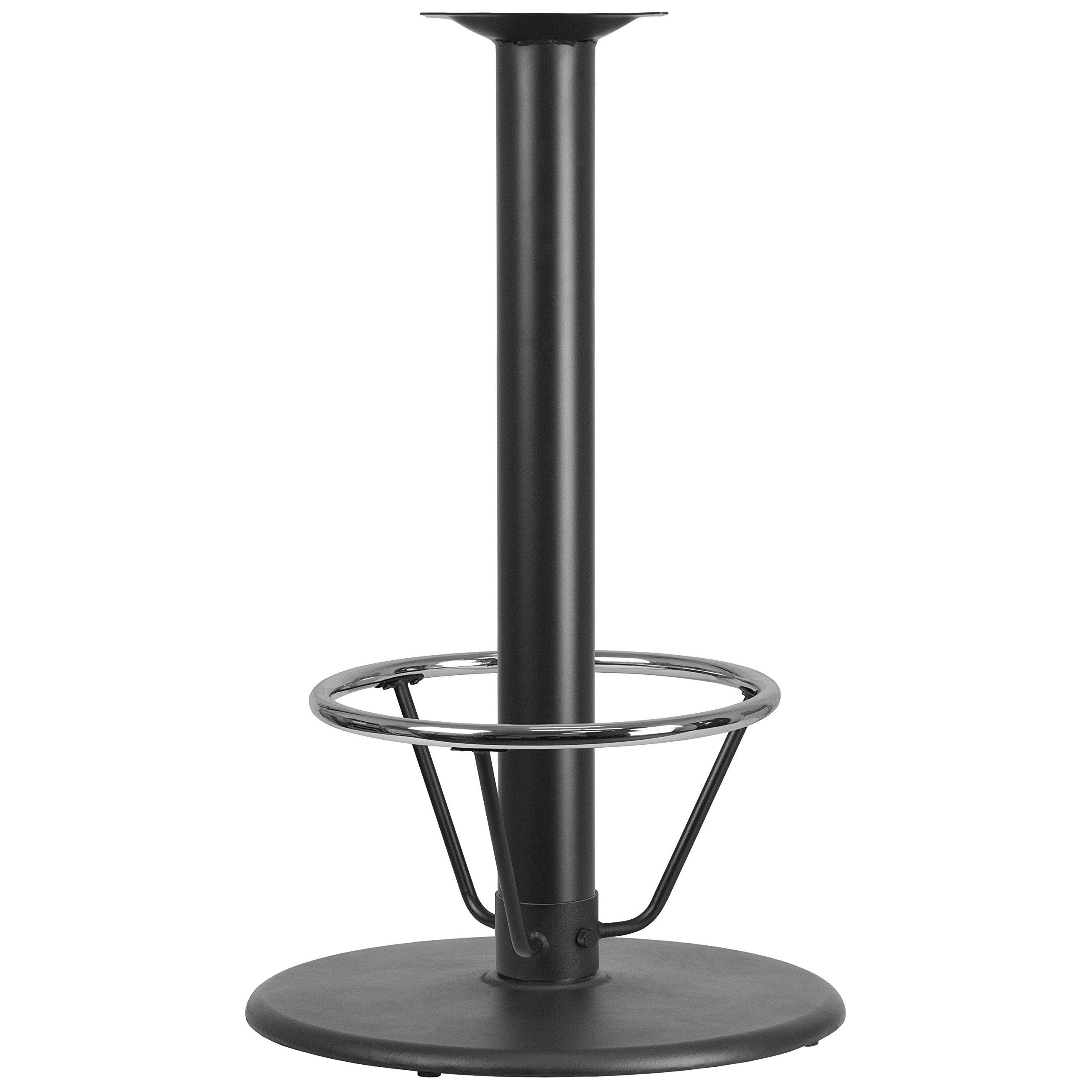 EMMA + OLIVER 24 Inch Round Cast Iron Bar Table Base with 4 Inch Diameter Foot Ring - Heavy Duty Metal Stool Stand for Kitchen Island, Pub, Restaurant & Outdoor Patio Furniture