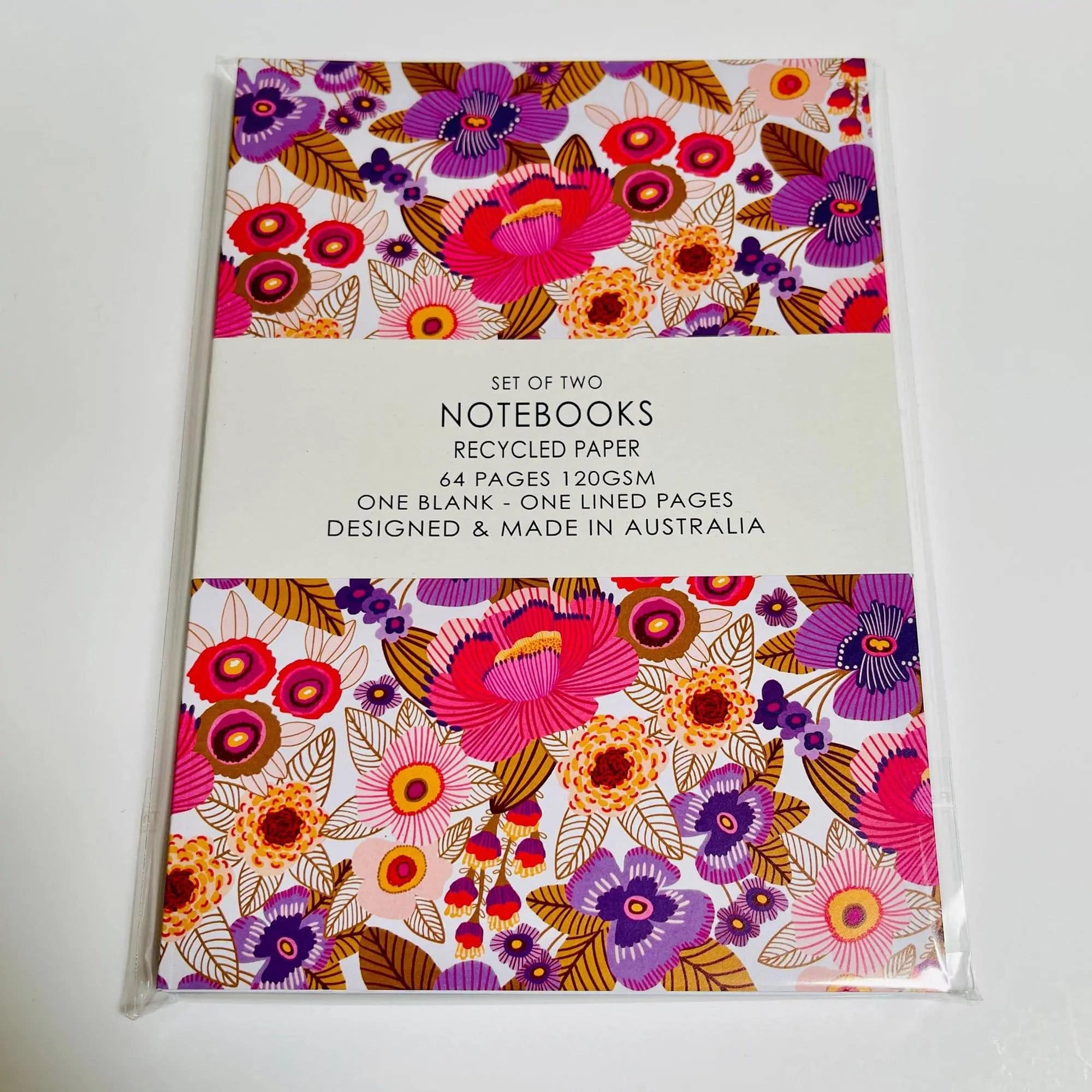 Viola Flowers A5 Notebook Set - 3 Pack Lined Journal for Writing, Note Taking, School & Office Use - Floral Design Hardcover Diary for Women & Girls - Perfect Gift Idea for Students & Professionals