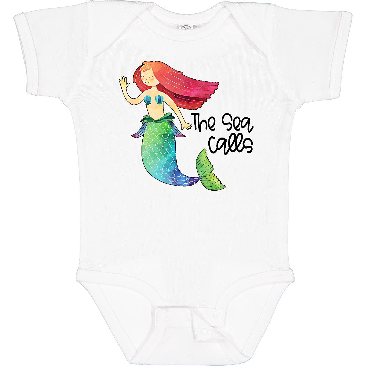 Inktastic The Sea Calls Mermaid with Red Hair Baby Bodysuit - Soft Cotton Infant Onesie for Boys & Girls - Perfect for Beach Trips, Photo Shoots & Everyday Wear