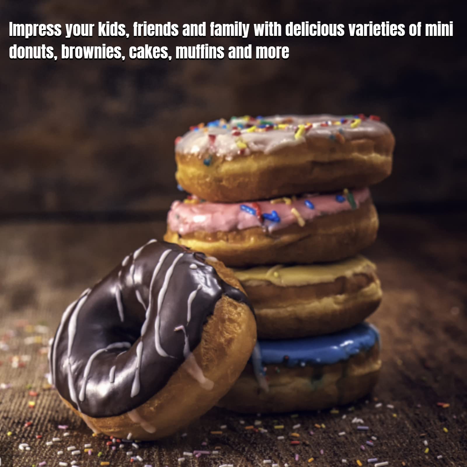 Mini Donut Maker Machine - Electric Portable Donut Maker for 7 Donuts, Non-Slip & Heat Dissipation Design, Perfect for Home, Party & Breakfast Snacks