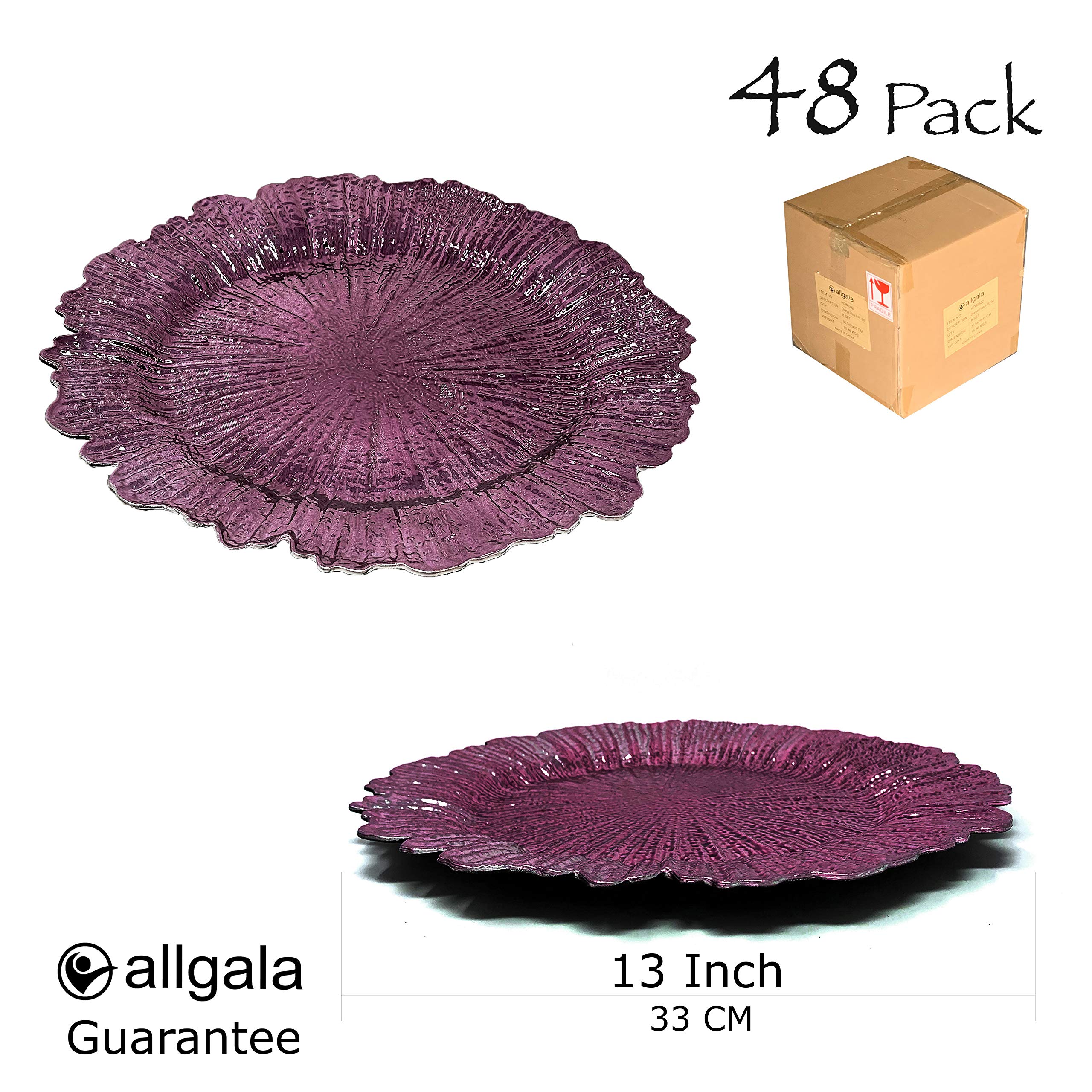 Allgala 13-Inch 48-Pack Premium Round Charger Plates - Reef Purple (HD80338) | Elegant Dinnerware for Weddings, Parties & Formal Events
