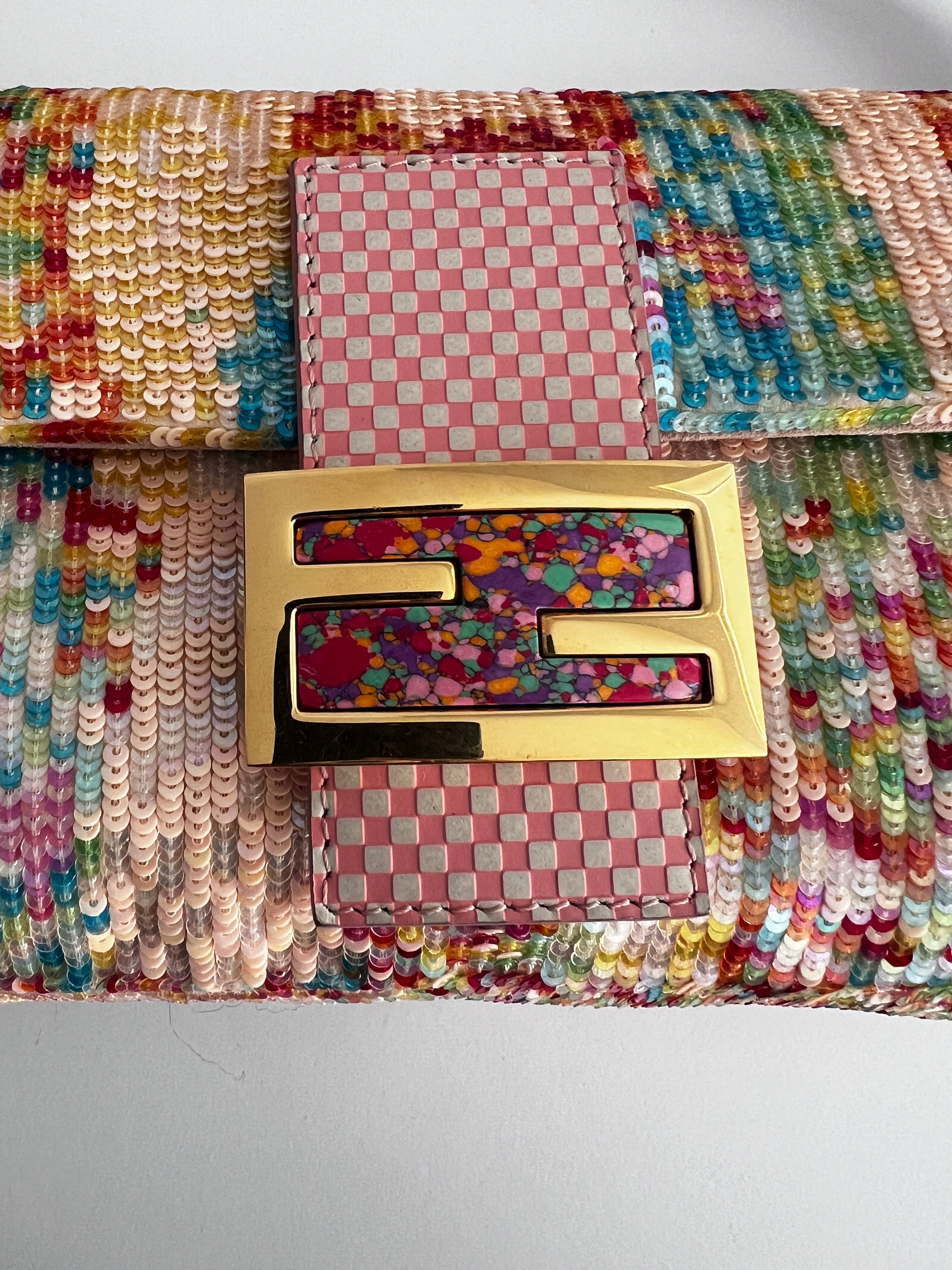 Fendi Rainbow Sequin Baguette Bag 2013 Vintage Designer Handbag for Women - Perfect for Parties, Weddings & Special Occasions
