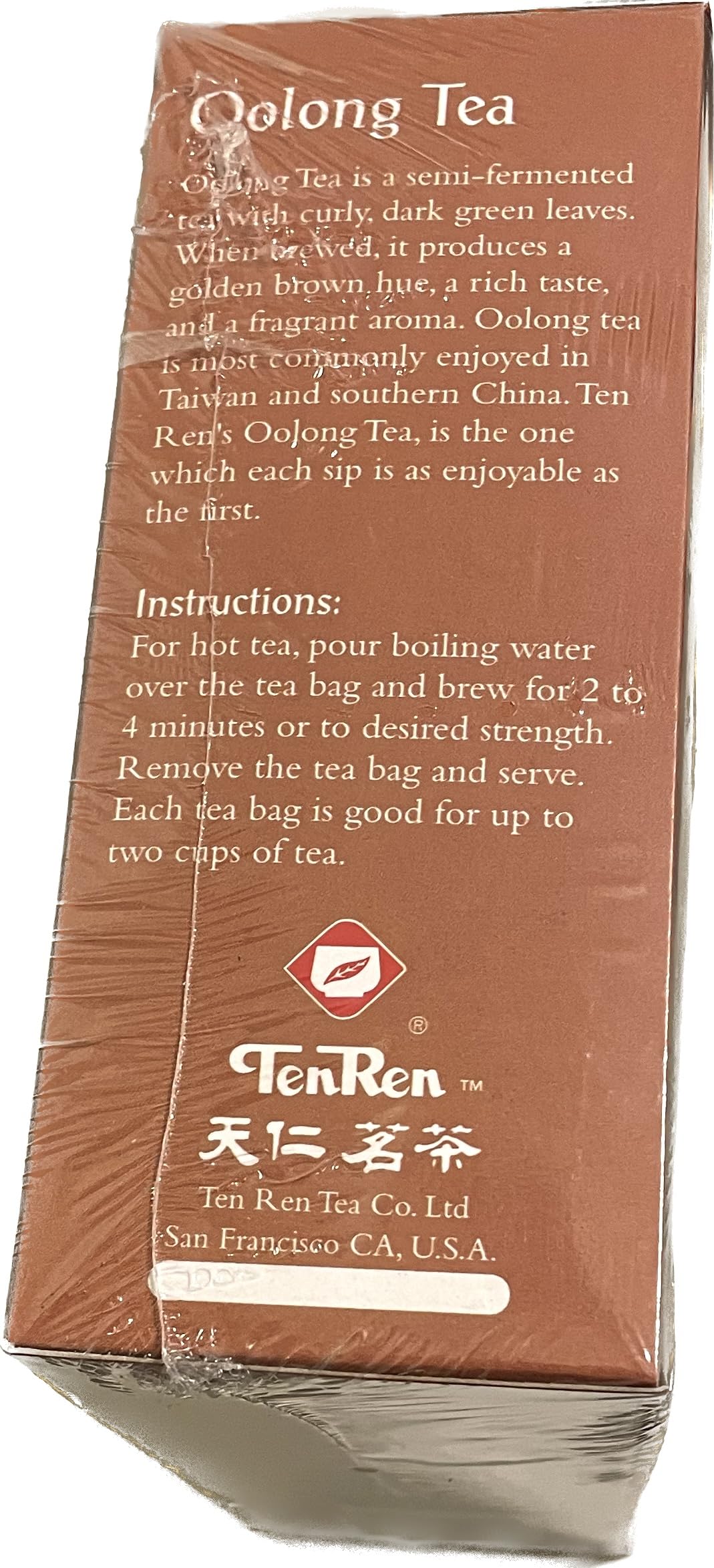 Premium TenRen Oolong Tea - 50 Individually Sealed Tea Bags | High-Quality Taiwanese Oolong for Daily Brewing, Office Use & Relaxation