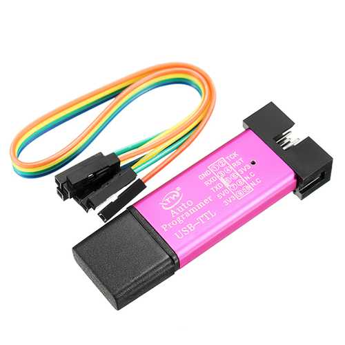 5PCS USB to TTL Serial Adapter CH340 Chip with STC ISP Programmer - 5V/3.3V Automatic Download Cable, 115200 Baud Rate, 500mA Self-Recovery Fuse - Perfect for Microcontroller Programming, Arduino Projects & Embedded Systems Development