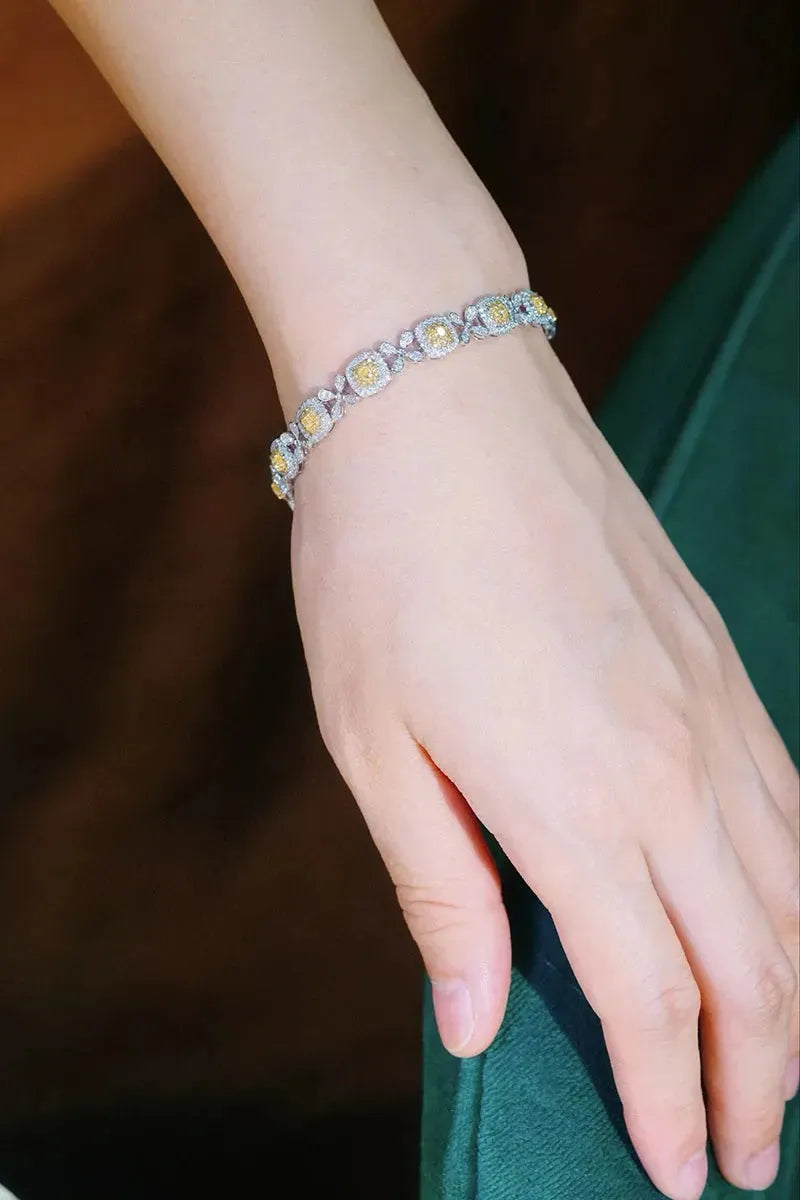 18K White Gold Diamond Bracelet for Women - 2.85 Carat Real Natural White & Yellow Diamonds, Luxury Classic Jewelry Gift for Anniversary, Birthday, Valentine's Day | Elegant Party & Wedding Accessory