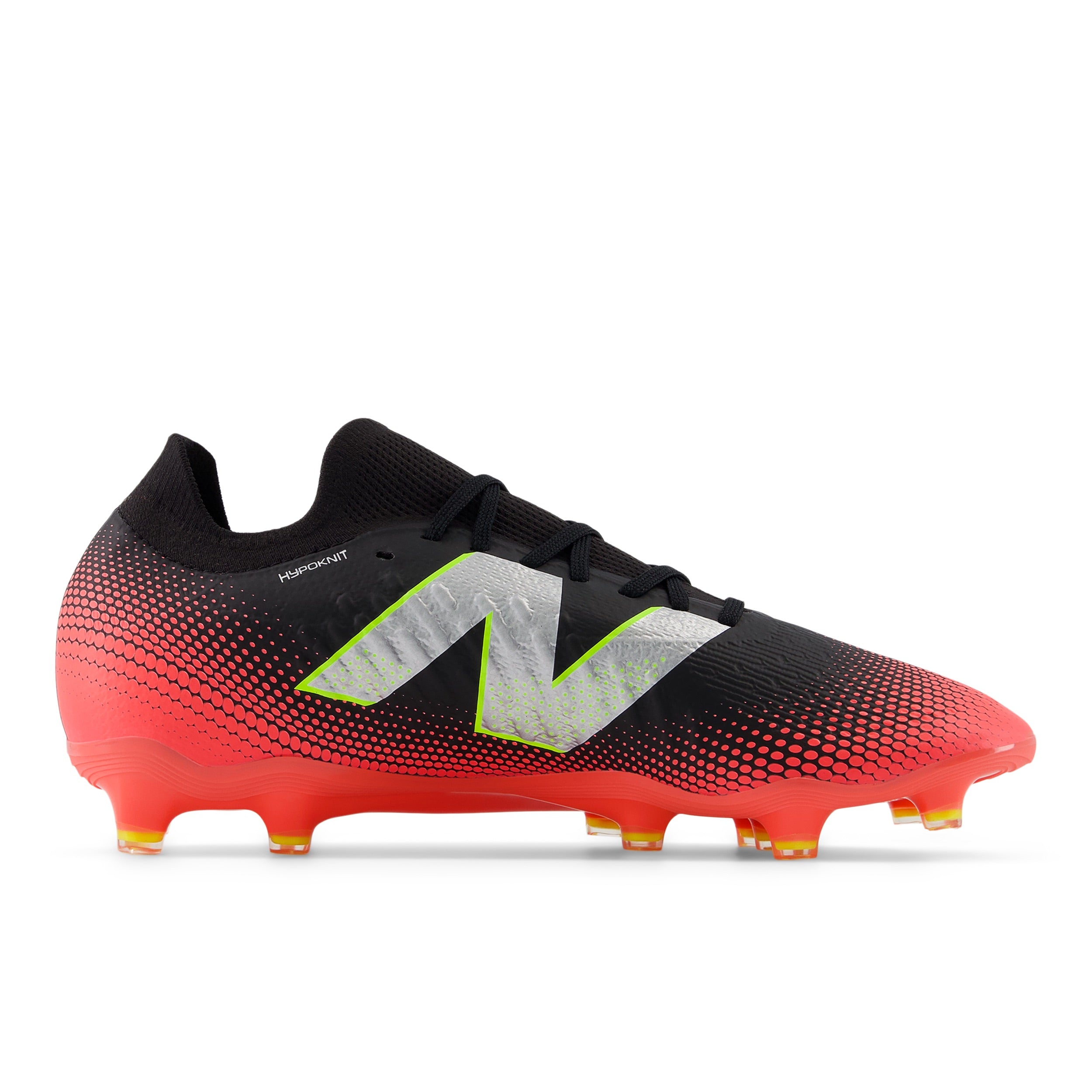 New Balance Tekela Magia Low Laced V4+ FG Soccer Cleats for Men - Black/Energy Red/Hi Lite - Lightweight Football Shoes for Artificial Grass & Firm Ground - Perfect for Training & Match Play