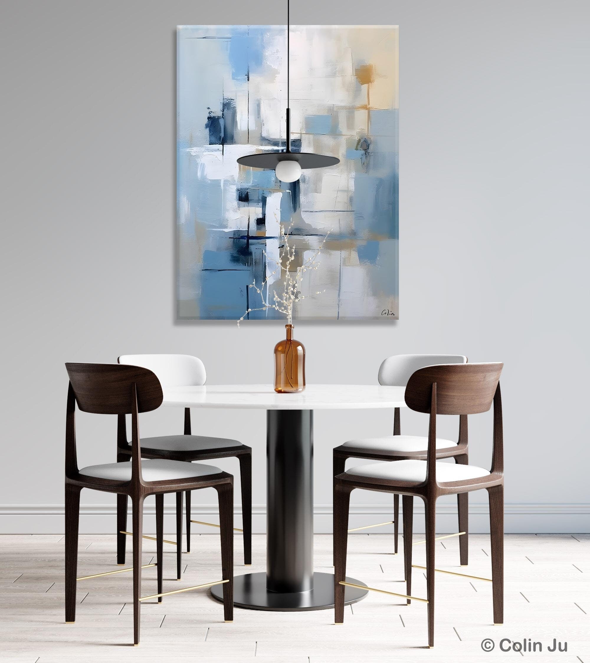 Hand Painted Acrylic Abstract Art on Canvas - Large Modern Wall Painting for Dining Room Decor | Original Contemporary Artwork for Home & Office Interior Design