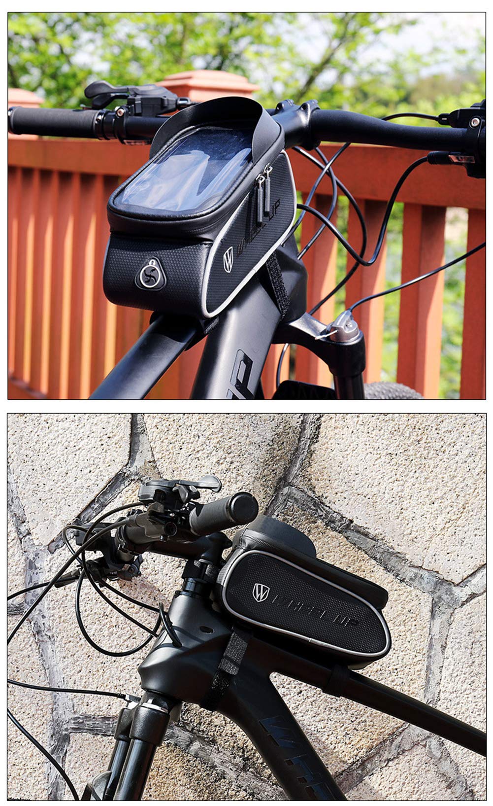 Waterproof Bike Phone Mount Bag - Top Tube Bicycle Frame Pouch for iPhone 7/8 Plus/XS Max (Up to 6.5