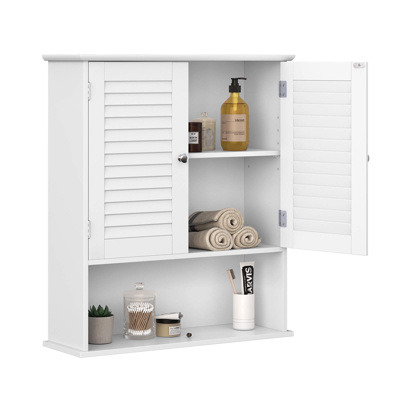VASAGLE White Wall-Mounted Bathroom Storage Cabinet with Adjustable Shelf - Medicine Cabinet for Bathroom Organization - Perfect for Small Spaces, Apartments, and Vanity Storage