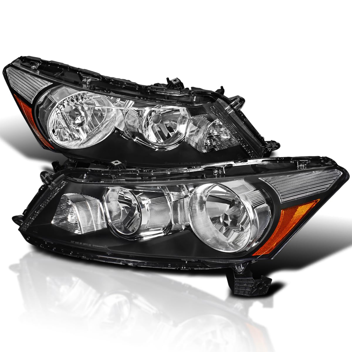 Spec-D Tuning Black Headlights for 2008-2012 Honda Accord 4-Door Sedan - Left & Right Pair Headlight Assembly - Upgrade Your Ride for Night Driving & Enhanced Style