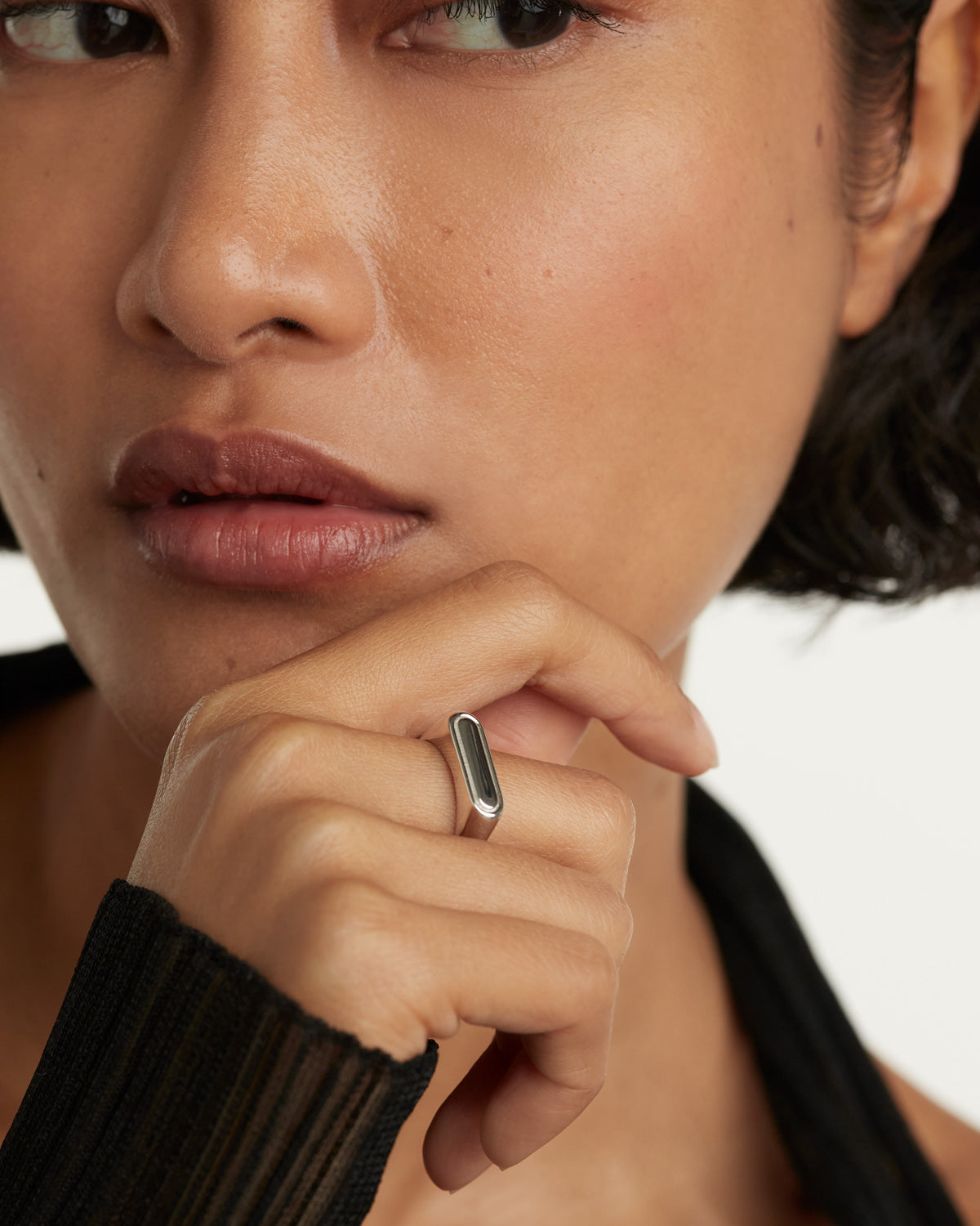 GRID Ribbon Stamp Silver Ring for Women - Elegant Stackable Band Jewelry Gift for Her, Perfect for Valentine's Day, Anniversary & Everyday Wear