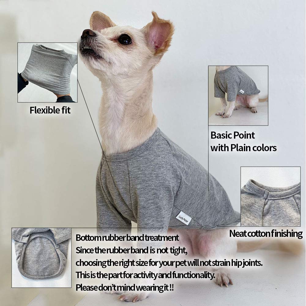 Soft Cotton Dog Shirt for Small Dogs - Gray Pet Tee for Daily Walks