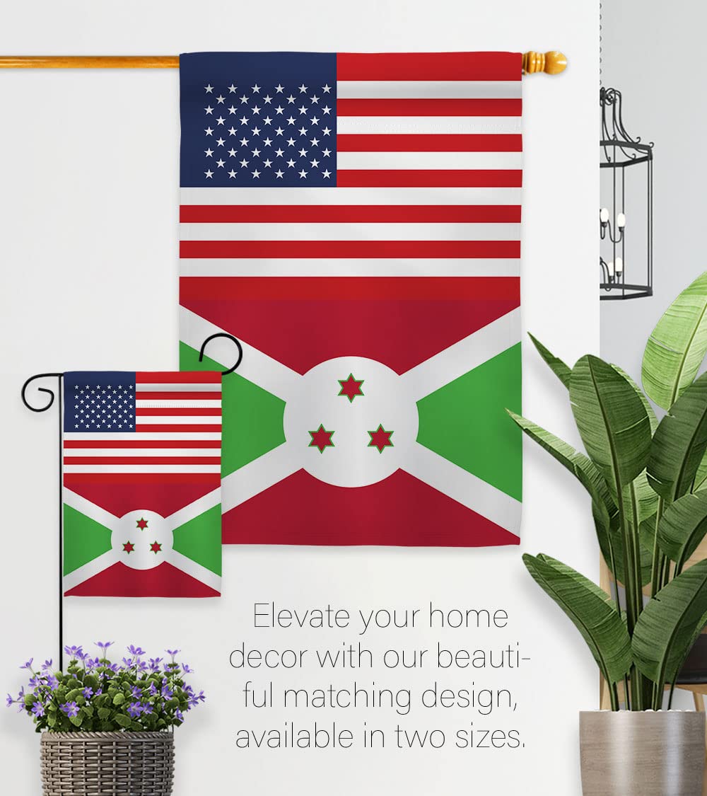 Americana Home & Garden Burundi US Friendship House Flag - Double-Sided Outdoor Decorative Banner for Garden, Yard & Patio - Made in USA - Perfect for International Events, Cultural Celebrations & Diplomatic Gifts