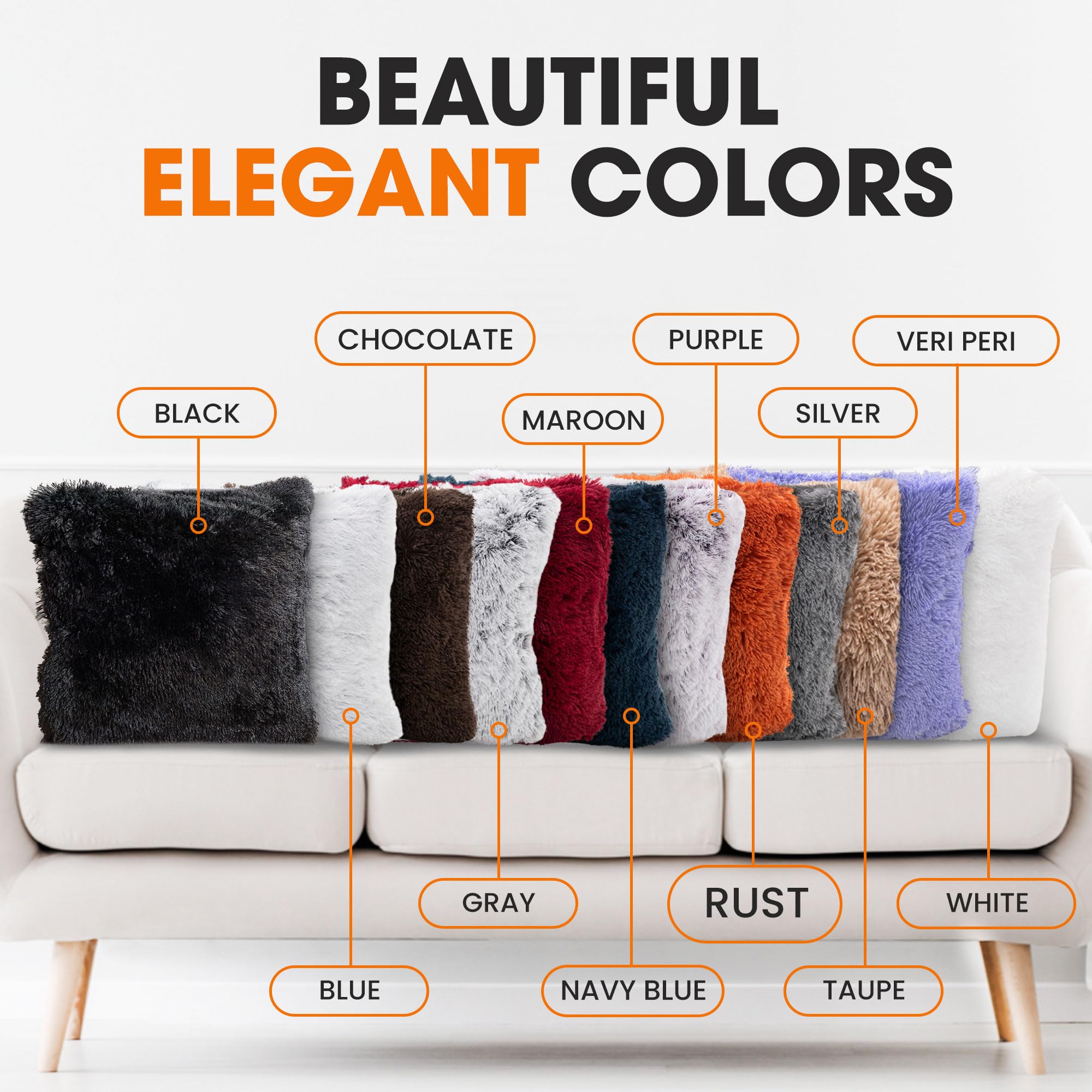 Soft Shaggy Throw Pillows for Couch & Bed - 20