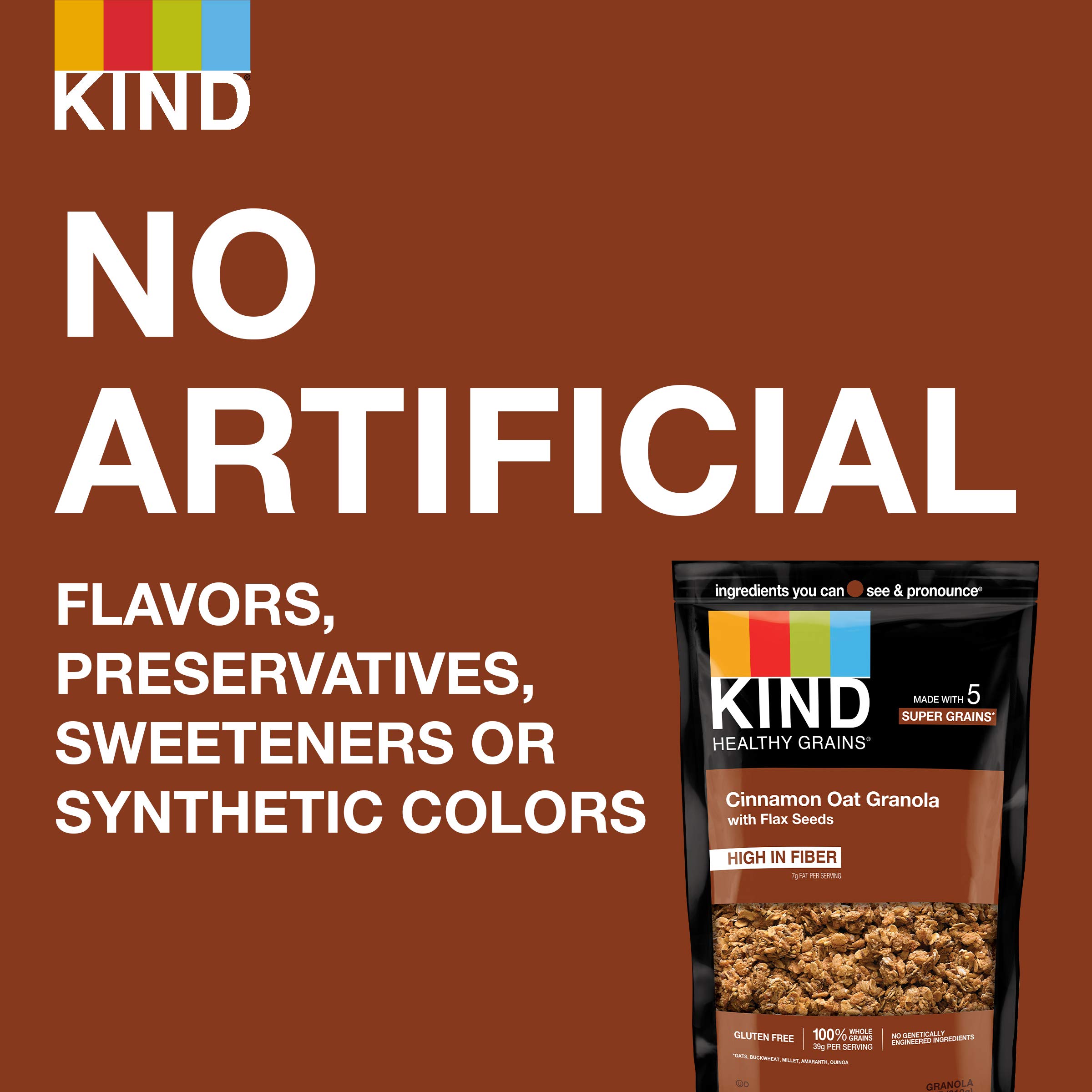 KIND Healthy Grains Clusters - Cinnamon Oat with Flax Seeds, Gluten Free Snack Bars, 11oz (6 Pack) | Perfect for Breakfast, On-the-Go Snacking & Healthy Lifestyle