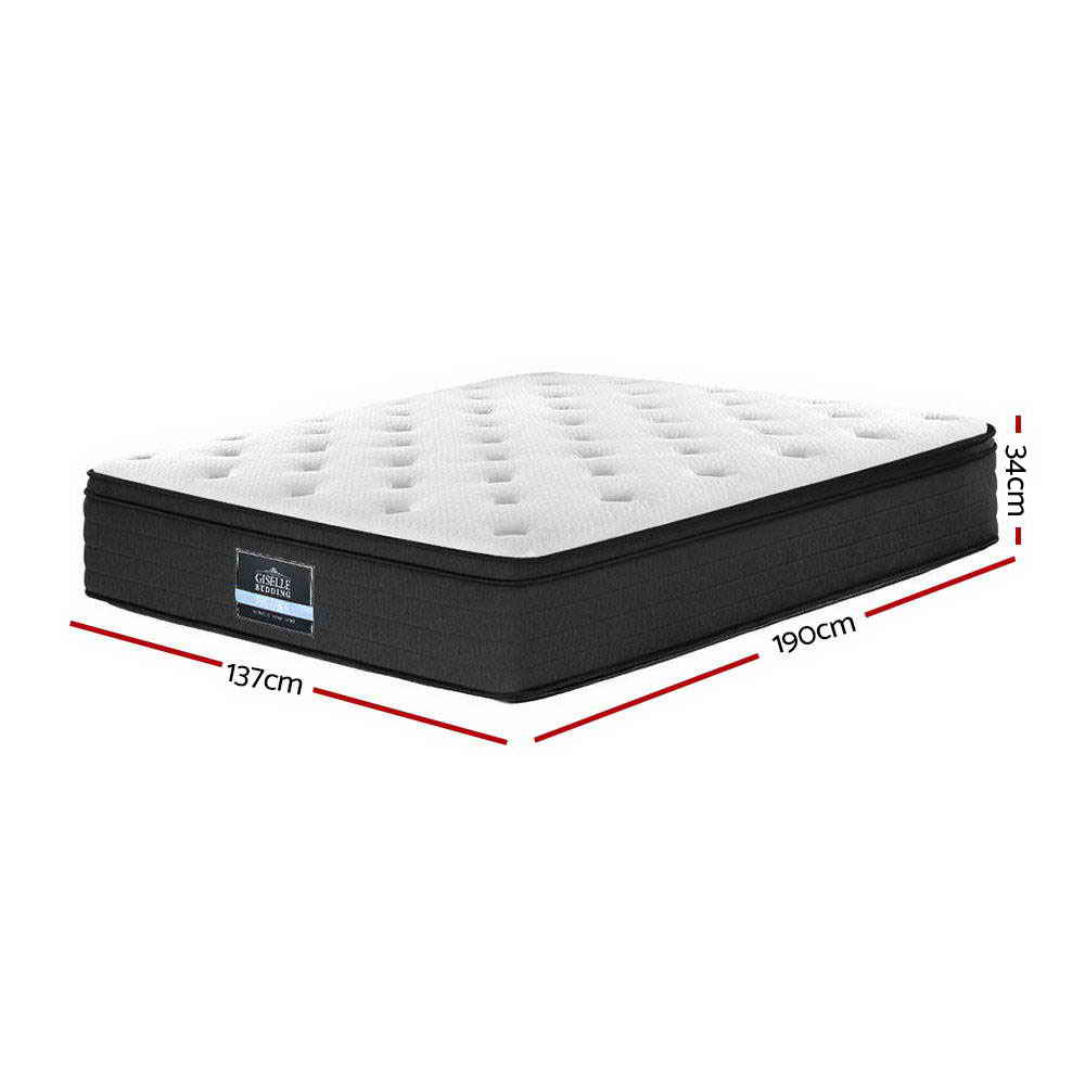 Eve Euro Top Pocket Spring Mattress - 34cm Thick Double Size for Enhanced Comfort | Perfect for Bedroom, Guest Room & Vacation Homes