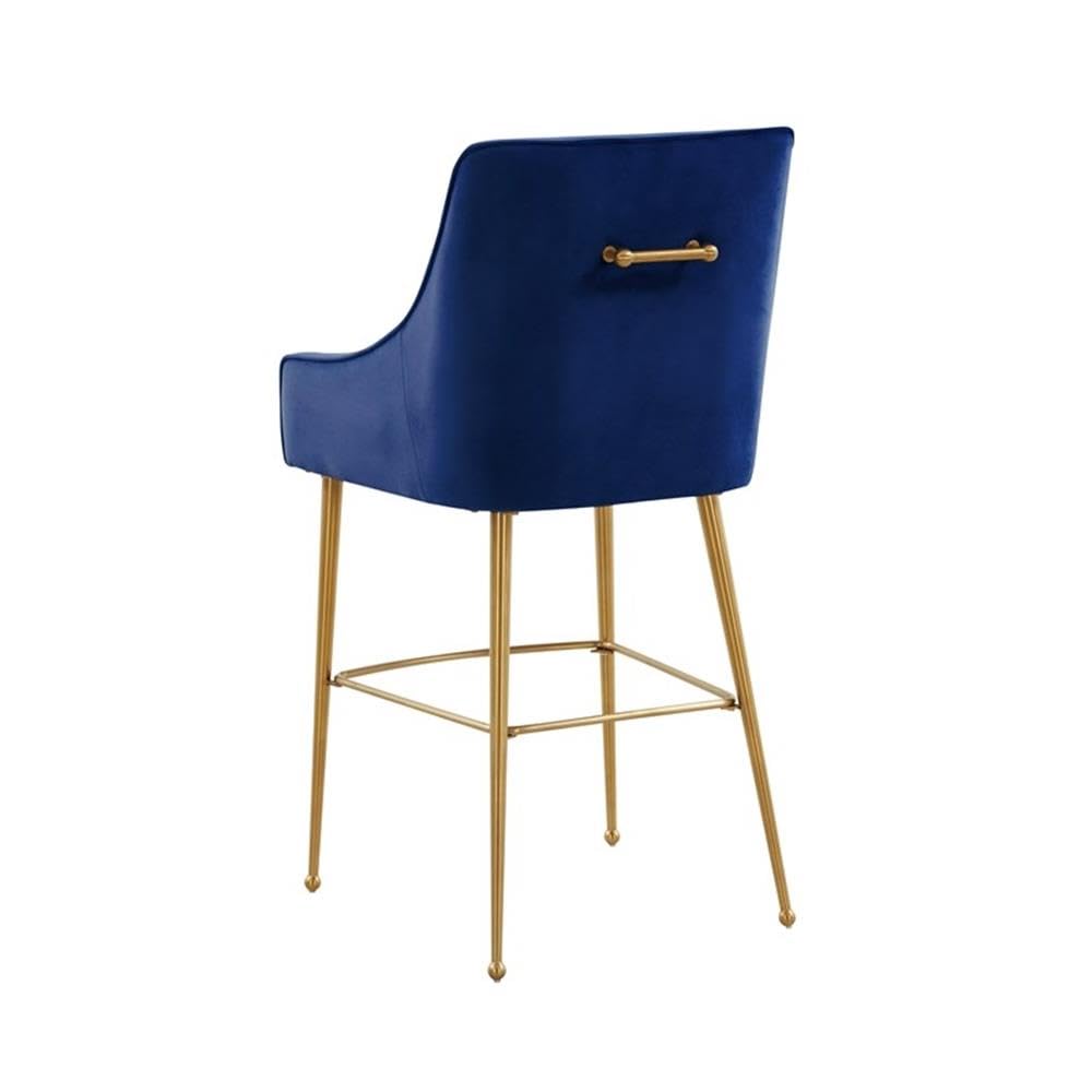 TOV Furniture Beatrix Navy Blue Velvet Counter Stool with Gold Metal Legs - 24