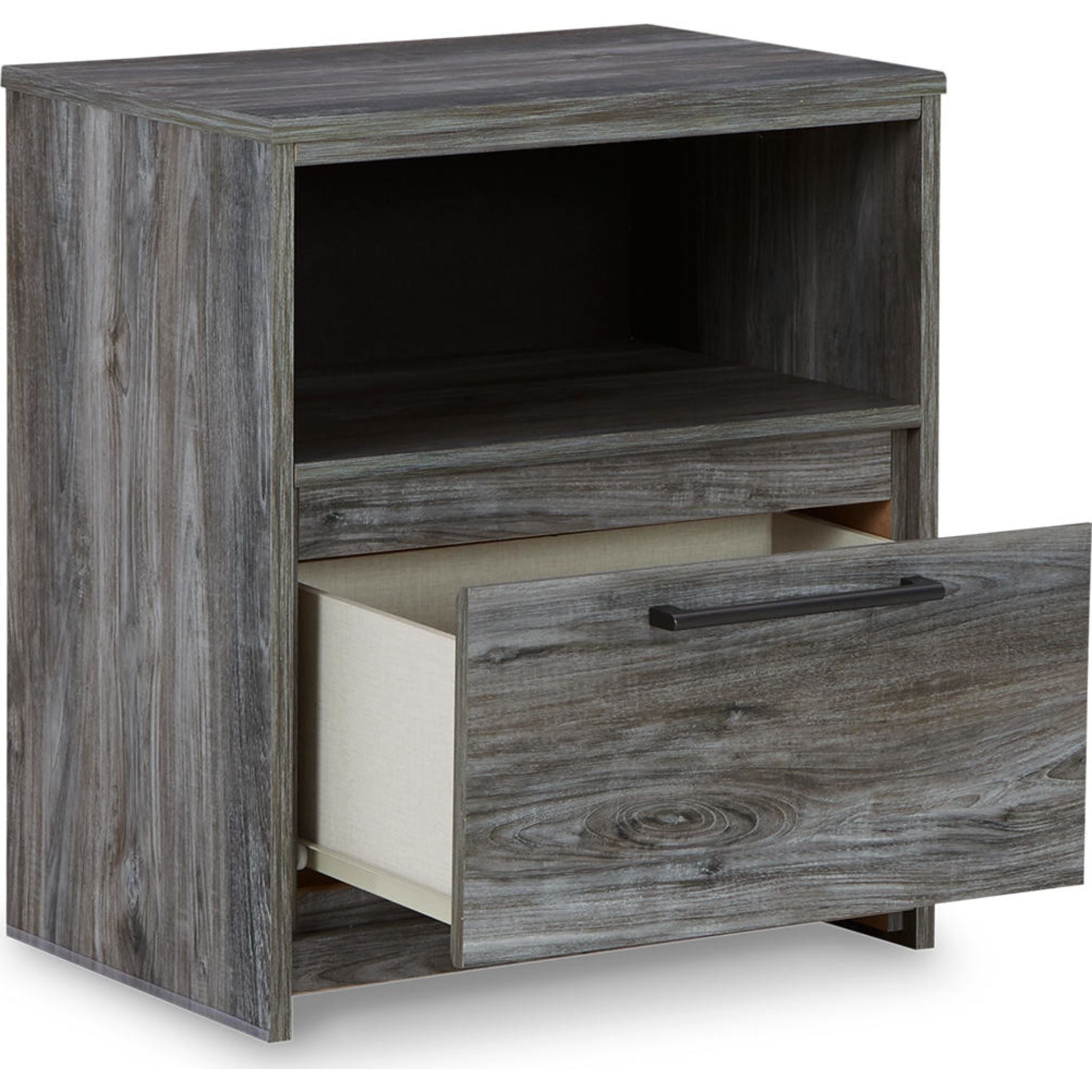Baystorm Nightstand with Drawer - Modern Gray Bedside Table for Bedroom, Living Room, or Office - Compact Storage Solution for Small Spaces
