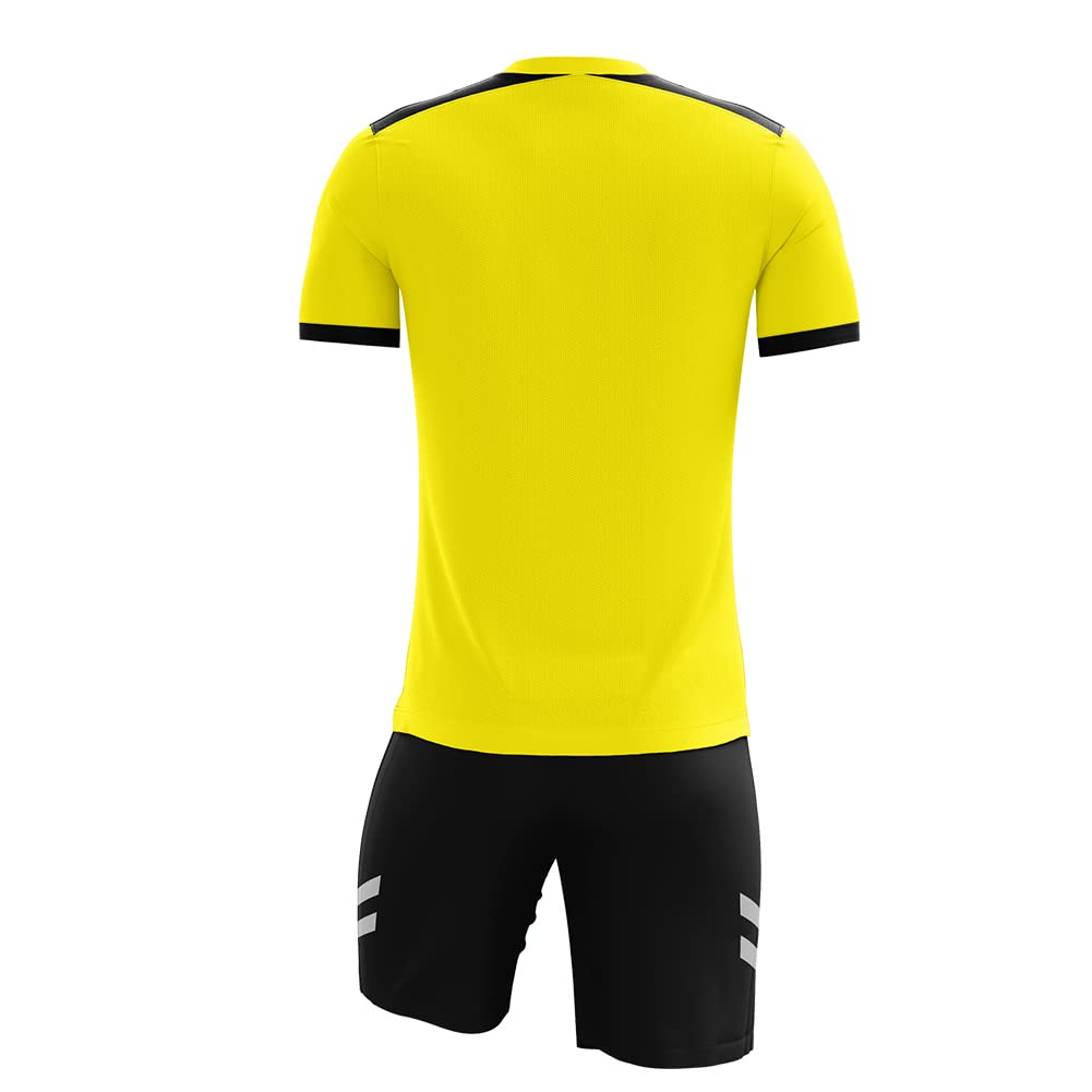 Professional Men's Soccer Referee Uniform Set - Short Sleeve Jersey & Shorts for Soccer Referees | Official Match Gear for Youth, College & Pro Leagues | FIFA, MLS, NCAA & High School Approved | Perfect for Games, Tournaments & Training Sessions | Durable Performance Wear for Field Officials