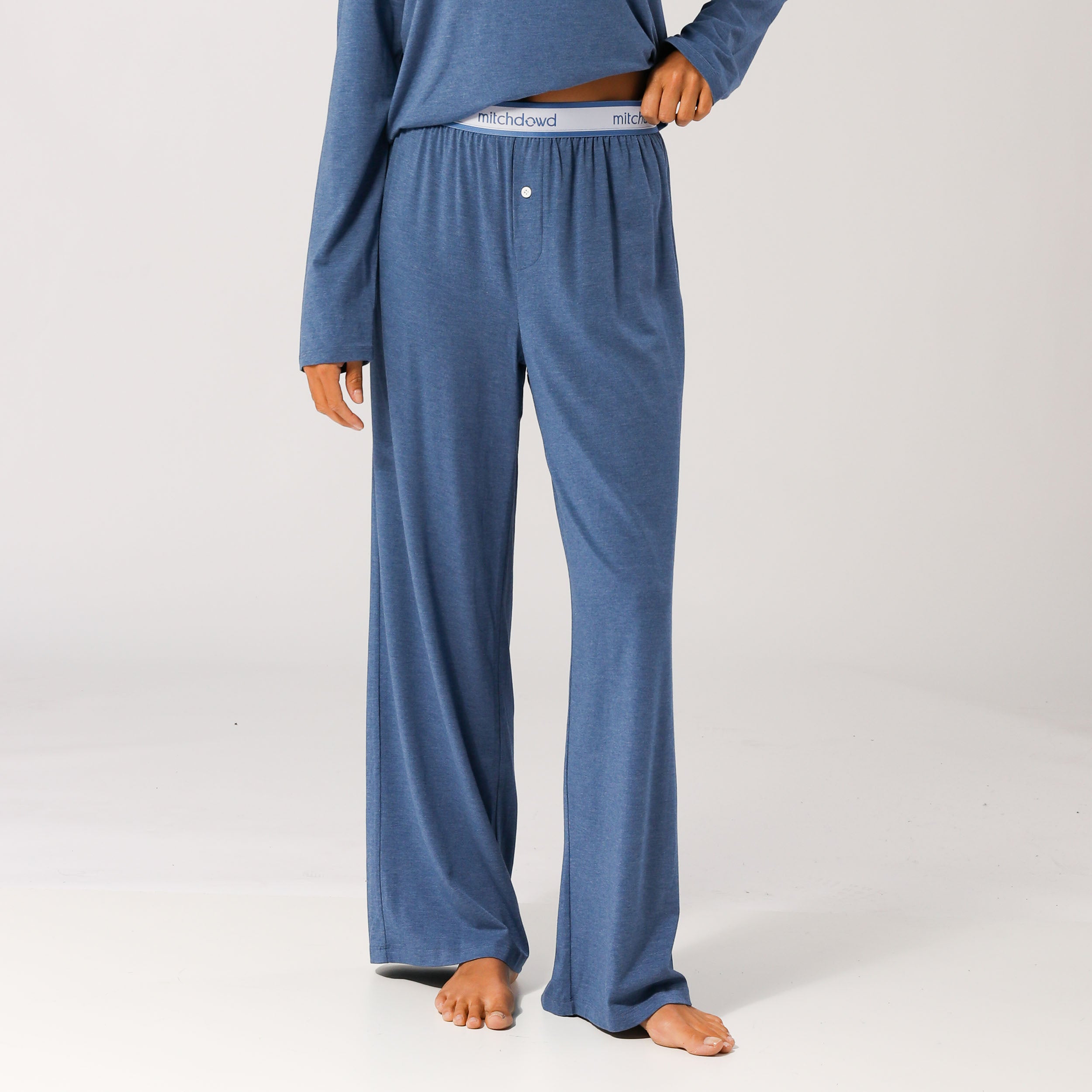 Women's Soft Bamboo Knit Sleep Pants - Breathable Lounge Pajama Bottoms for Women, Blue Marle Color - Perfect for Relaxing at Home, Yoga & Comfortable Nightwear
