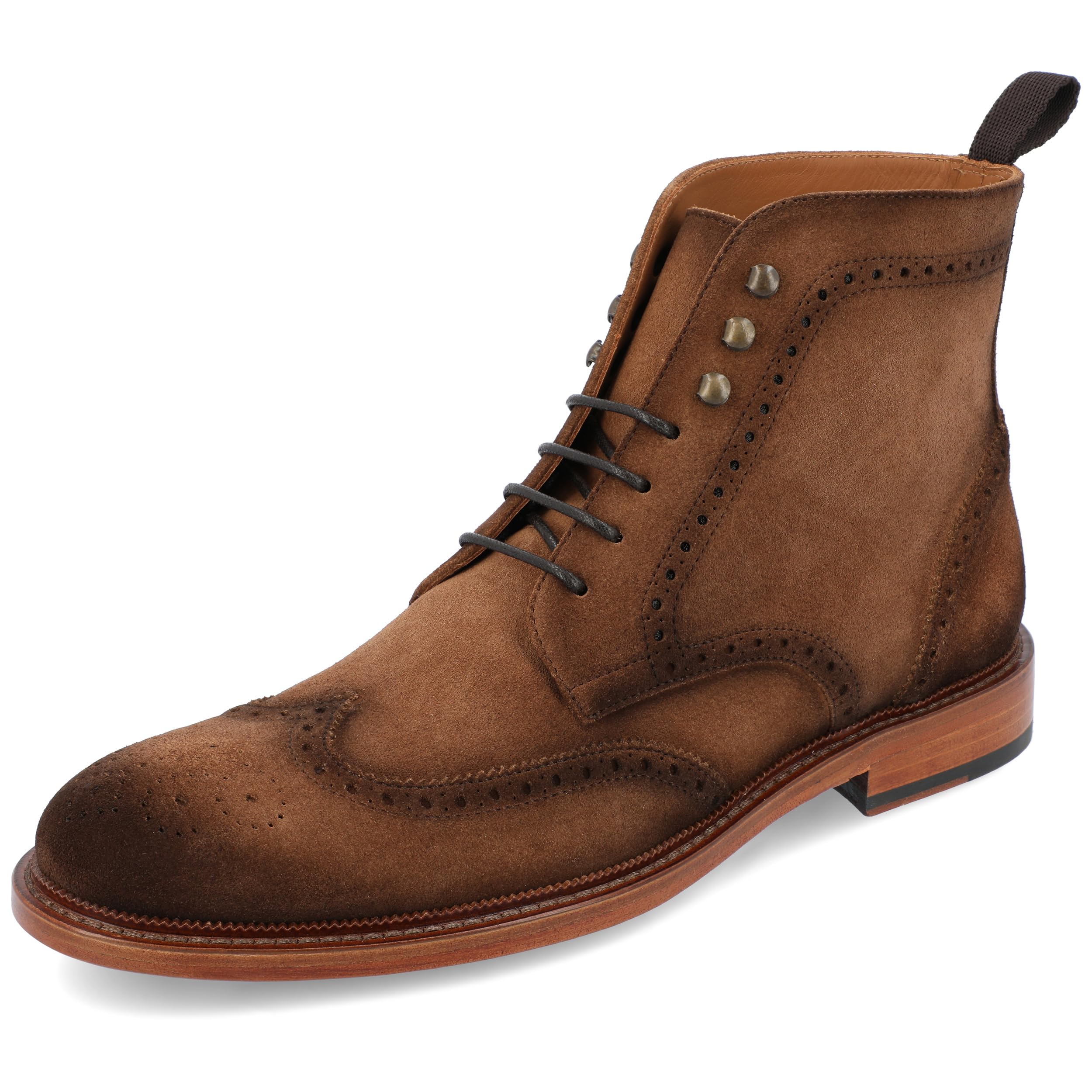 TAFT Mack Boot - Handcrafted Burnished Suede Leather Men's Wingtip Brogue Dress Boots for Formal & Business Occasions | Premium Lace-up Ankle Boots for Weddings, Office & Night Out