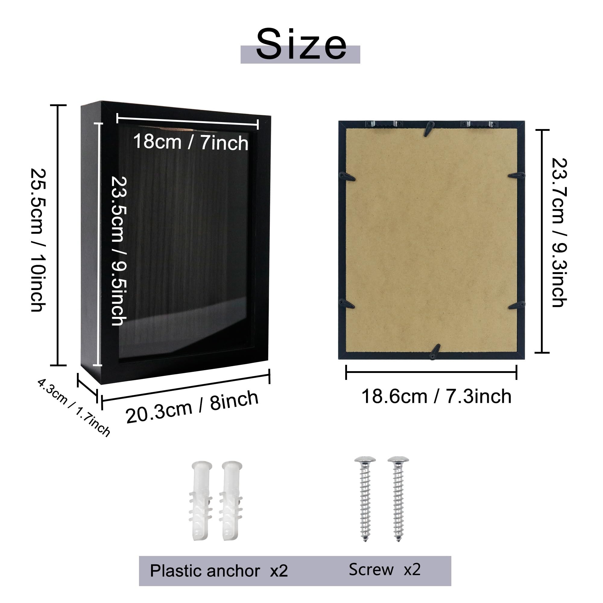 8x10 Wooden Shadow Box Frame with Real Glass - Top Loading Display Case for Wine Corks, Pins, Awards, Medals & Photos - Ready to Hang Home Decor for Office, Living Room & Bedroom Wall Display