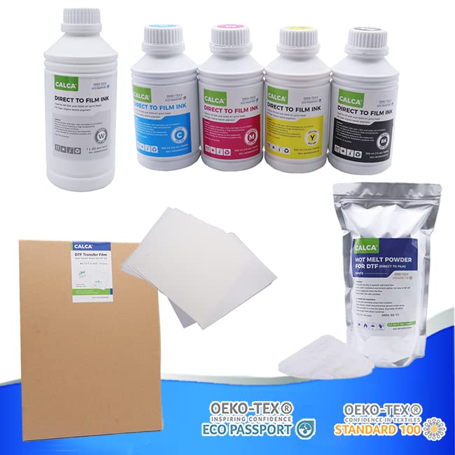 QOMOLANGMA DTF Printer Supply Pack - DTF Printer Film, Ink & Powder Starter Kit for Small Printing Projects | Perfect for Custom T-Shirt, Hoodie & Apparel Printing at Home or Business