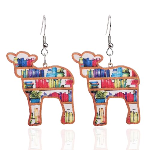 Wooden Sheep Book Earring