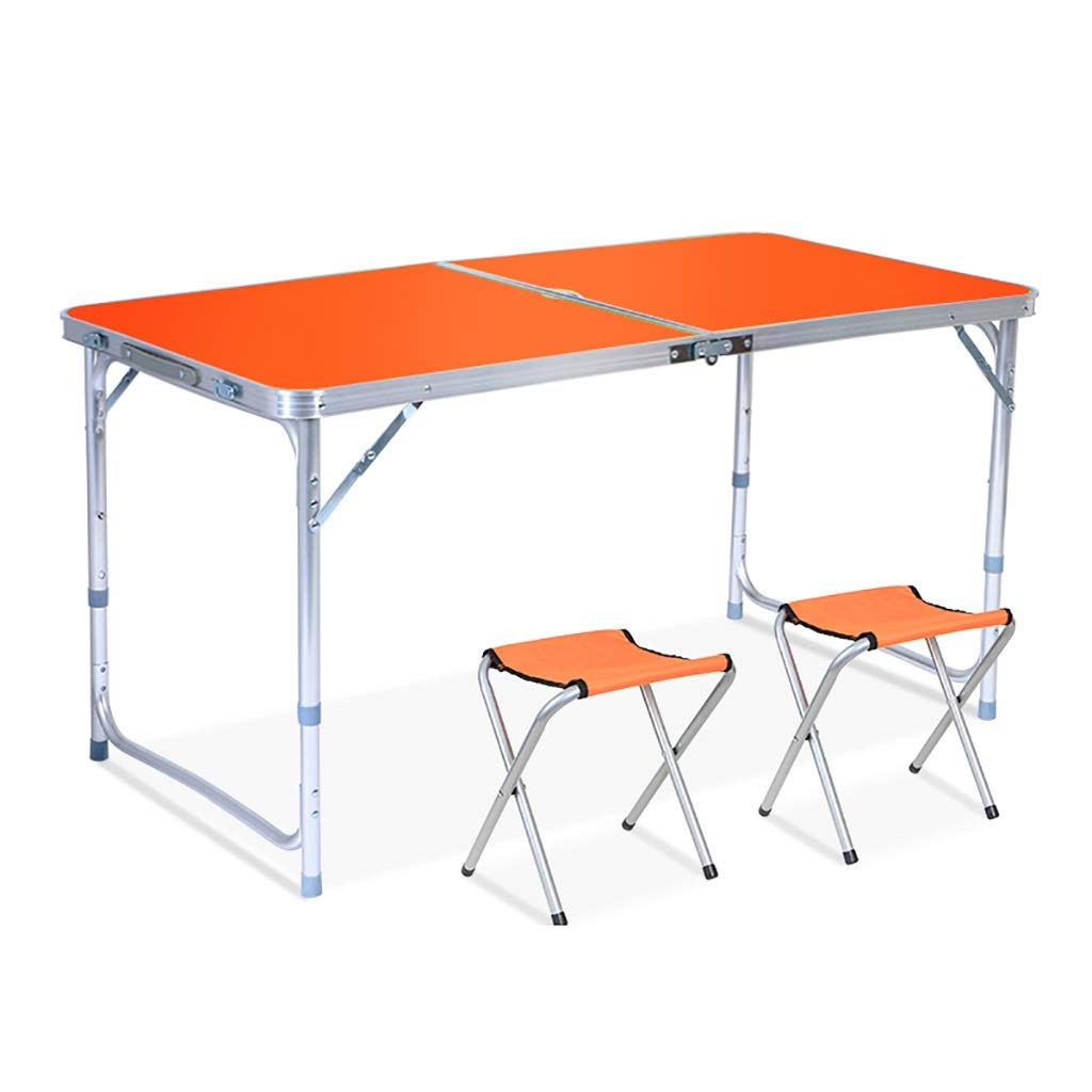 Guoguocy Folding Dining Table Set with Umbrella Hole - 1 Table & 4 Chairs, Outdoor Garden & BBQ Table (5 Colors Available) - Perfect for Patio, Backyard, Picnics and Camping