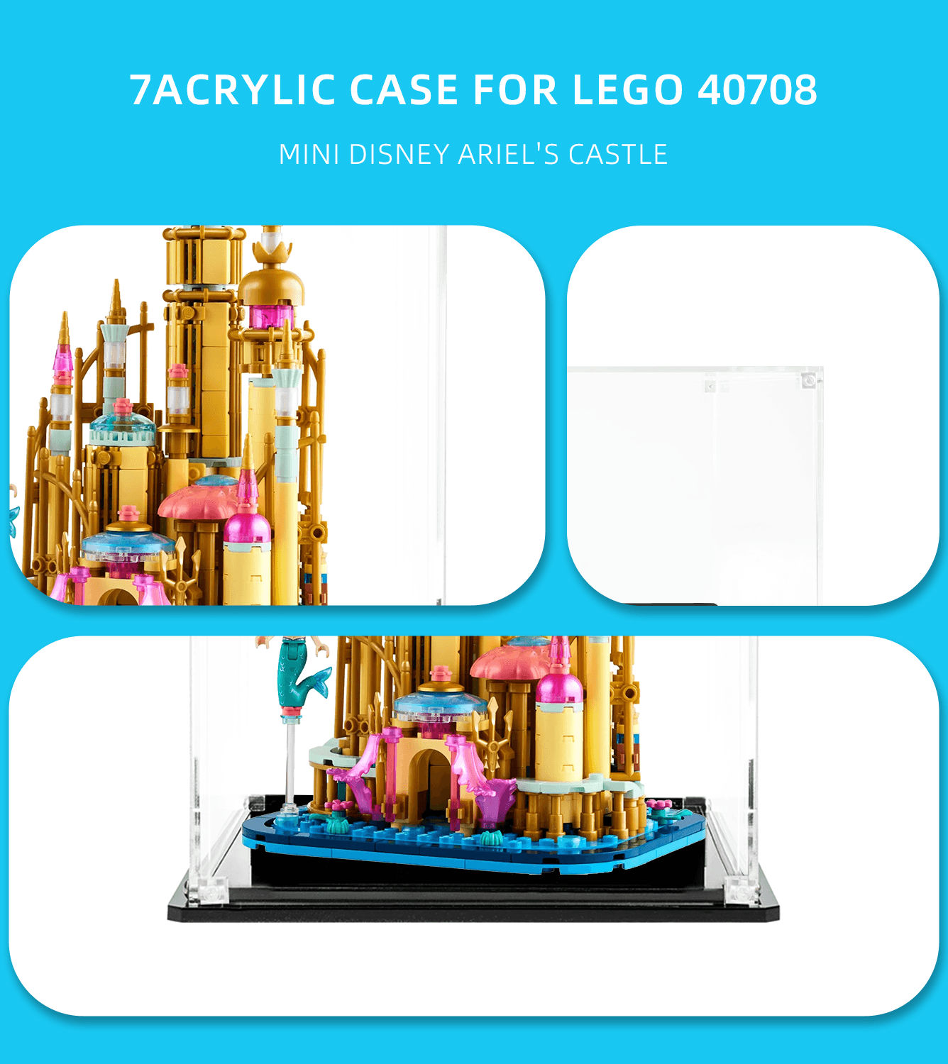 LEGO Mini Disney Ariel's Castle 40708 Display Case - Clear Acrylic Protector for Collectible Building Set - Perfect for Showcasing in Home, Office, or Gift Display