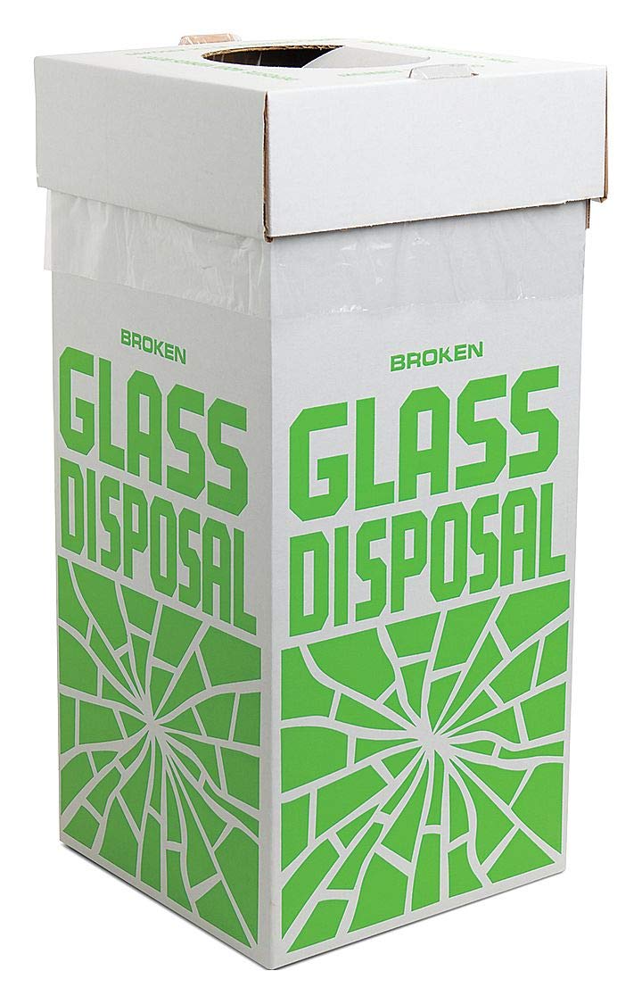 6-Pack SP Cardboard Broken Glass Disposal Box 12x12x27 Inch - Heavy Duty Safety Trash Can for Glass, Sharps & Medical Waste - Durable Floor Model Recycling Container for Hospitals, Labs & Construction Sites