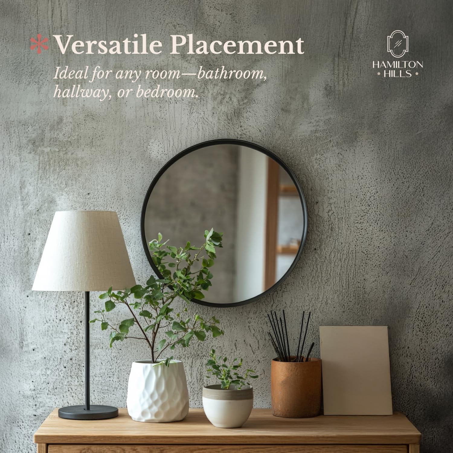 24-Inch Round Vanity Mirror with Oil Rubbed Bronze Frame - Modern Circular Wall Mirror for Bathroom, Bedroom & Entryway - Perfect Over Sink, Dresser or Hallway Decor - Elegant Home Accent Mirror
