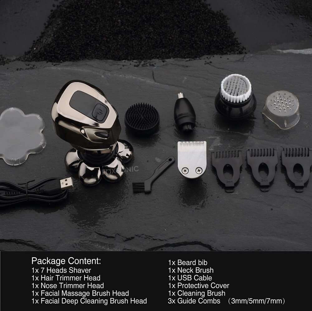 Electric Head Shaver for Bald Men - 7D Waterproof LED Shaving Machine, Wet/Dry Trimmer Razor for Smooth Bald Head Shaving | Perfect for Home, Travel & Gym Use