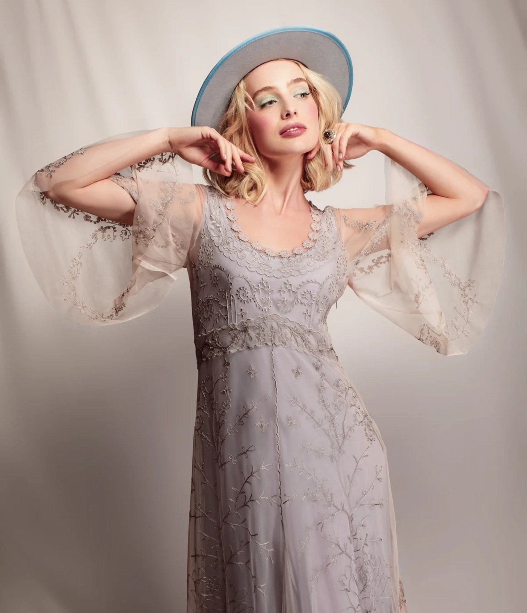 Nataya Lilac Lace Meadow Delilah Dress - Elegant Floral Summer Maxi Dress for Women, Perfect for Weddings, Garden Parties & Special Occasions